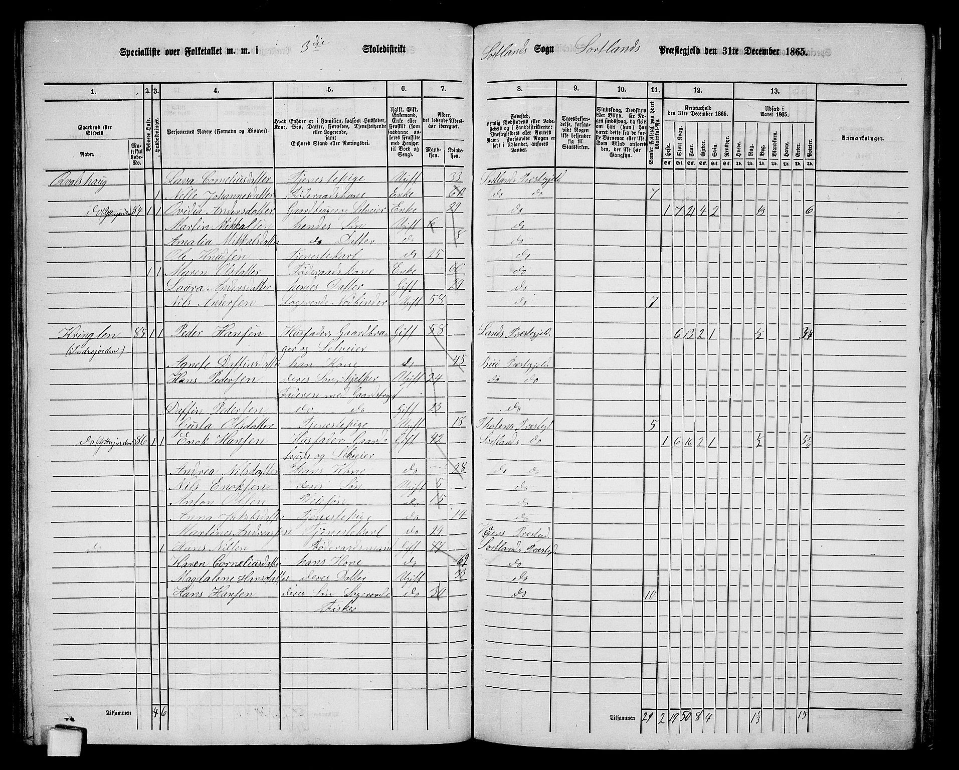 RA, 1865 census for Sortland, 1865, p. 68