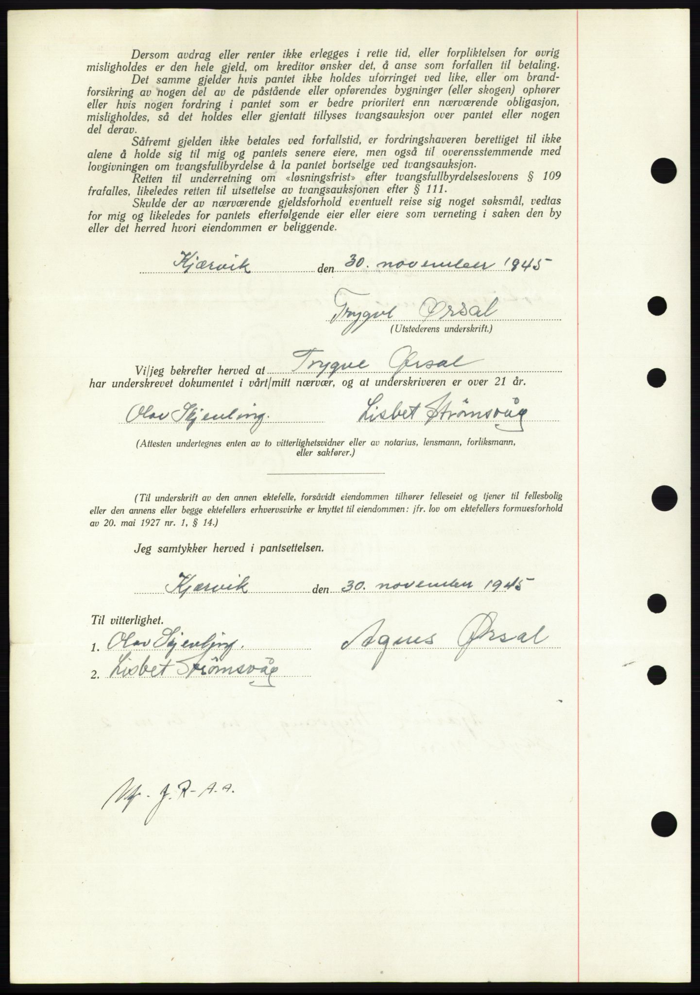 Nordmøre sorenskriveri, AV/SAT-A-4132/1/2/2Ca: Mortgage book no. B93b, 1946-1946, Diary no: : 22/1946