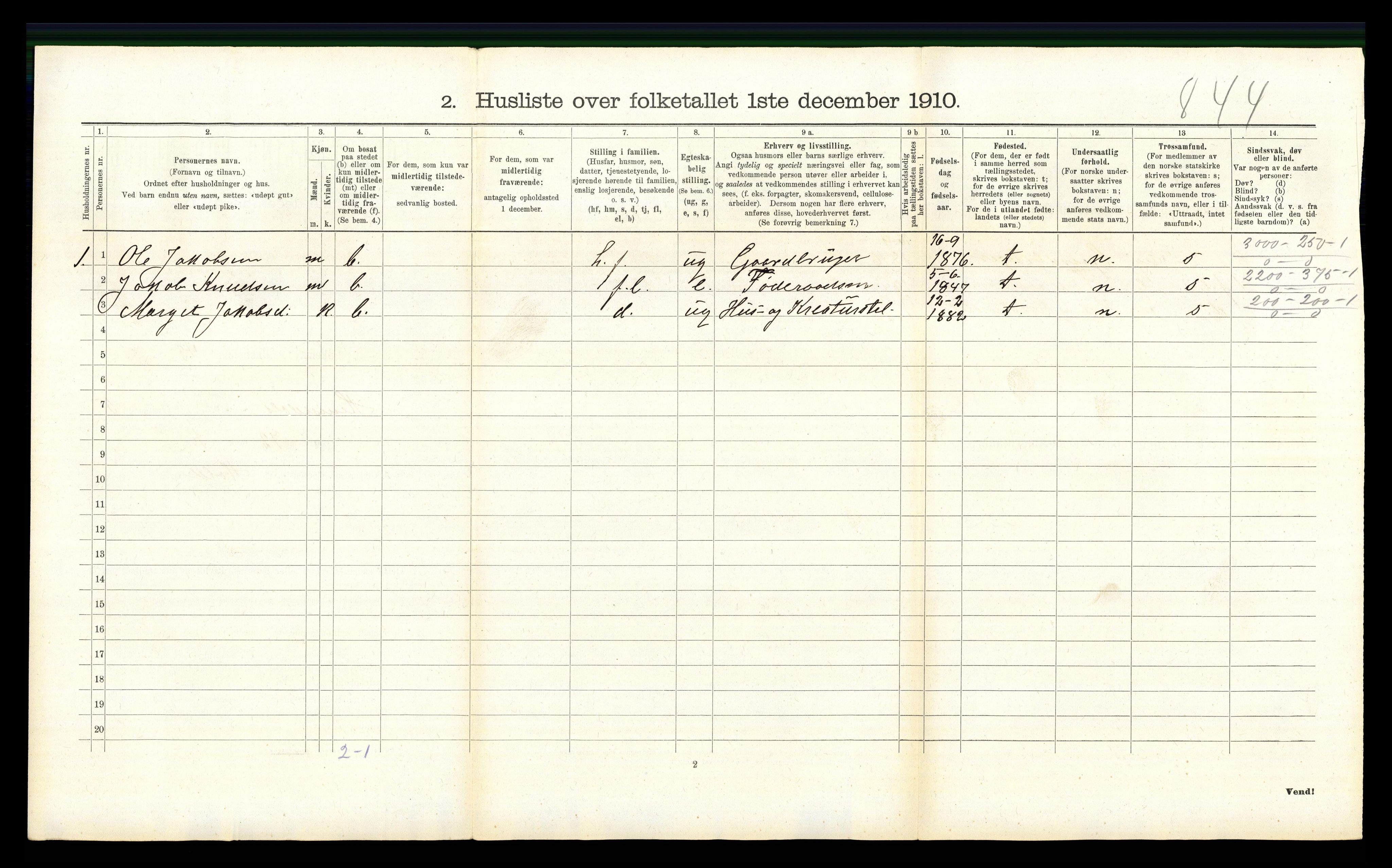 RA, 1910 census for Hemsedal, 1910, p. 337