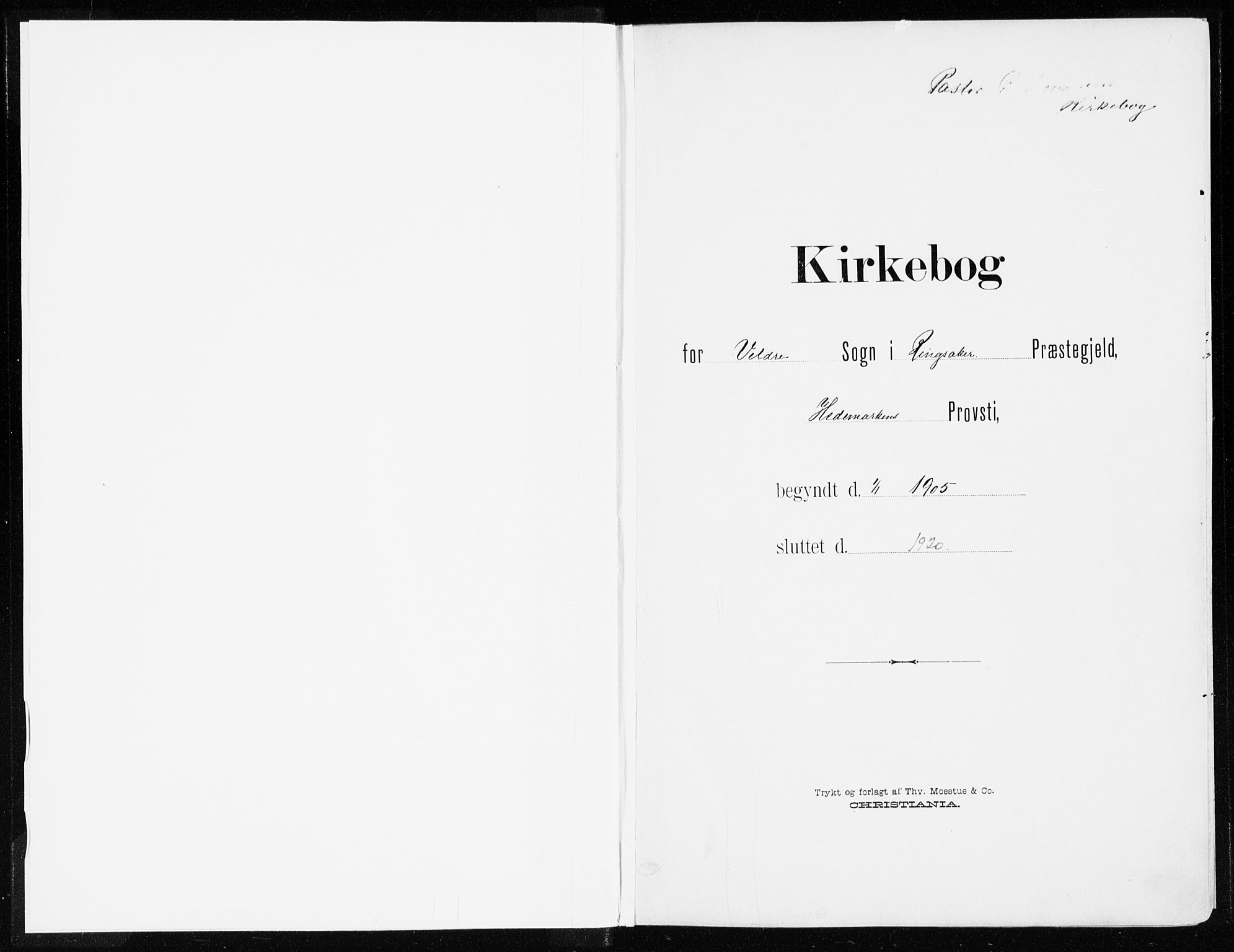 Ringsaker prestekontor, AV/SAH-PREST-014/K/Ka/L0019: Parish register (official) no. 19, 1905-1920