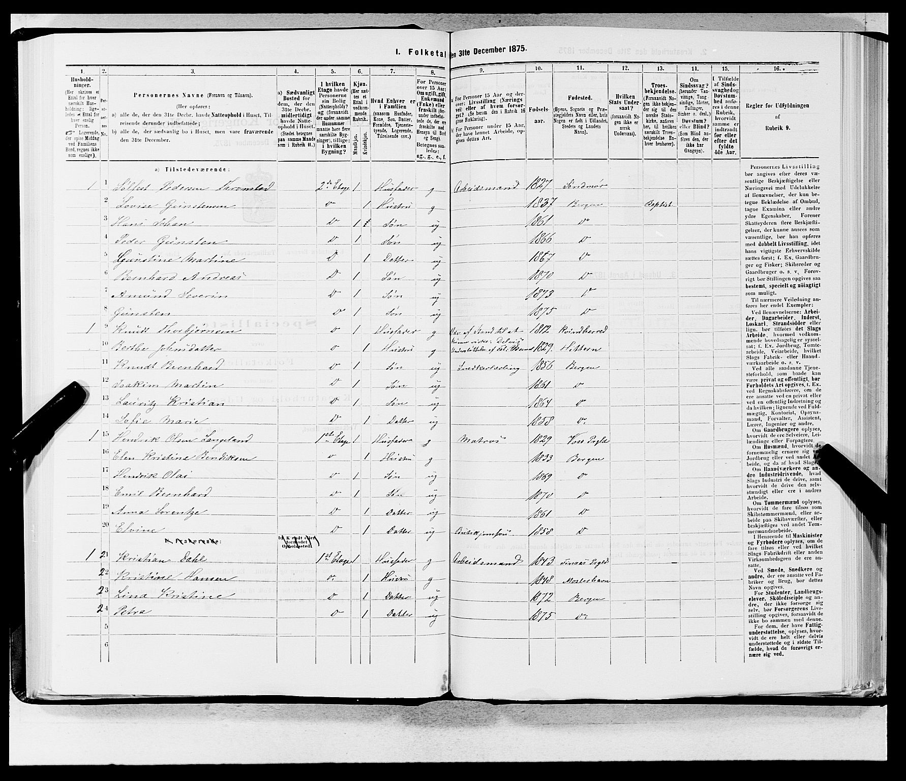 SAB, 1875 census for 1301 Bergen, 1875, p. 158