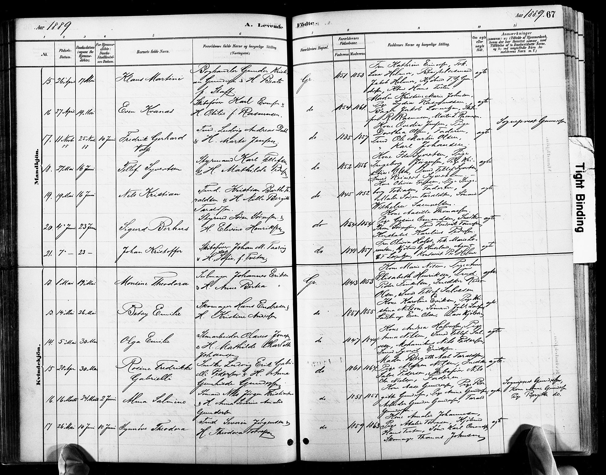 Grimstad sokneprestkontor, AV/SAK-1111-0017/F/Fb/L0001: Parish register (copy) no. B 1, 1881-1922, p. 67