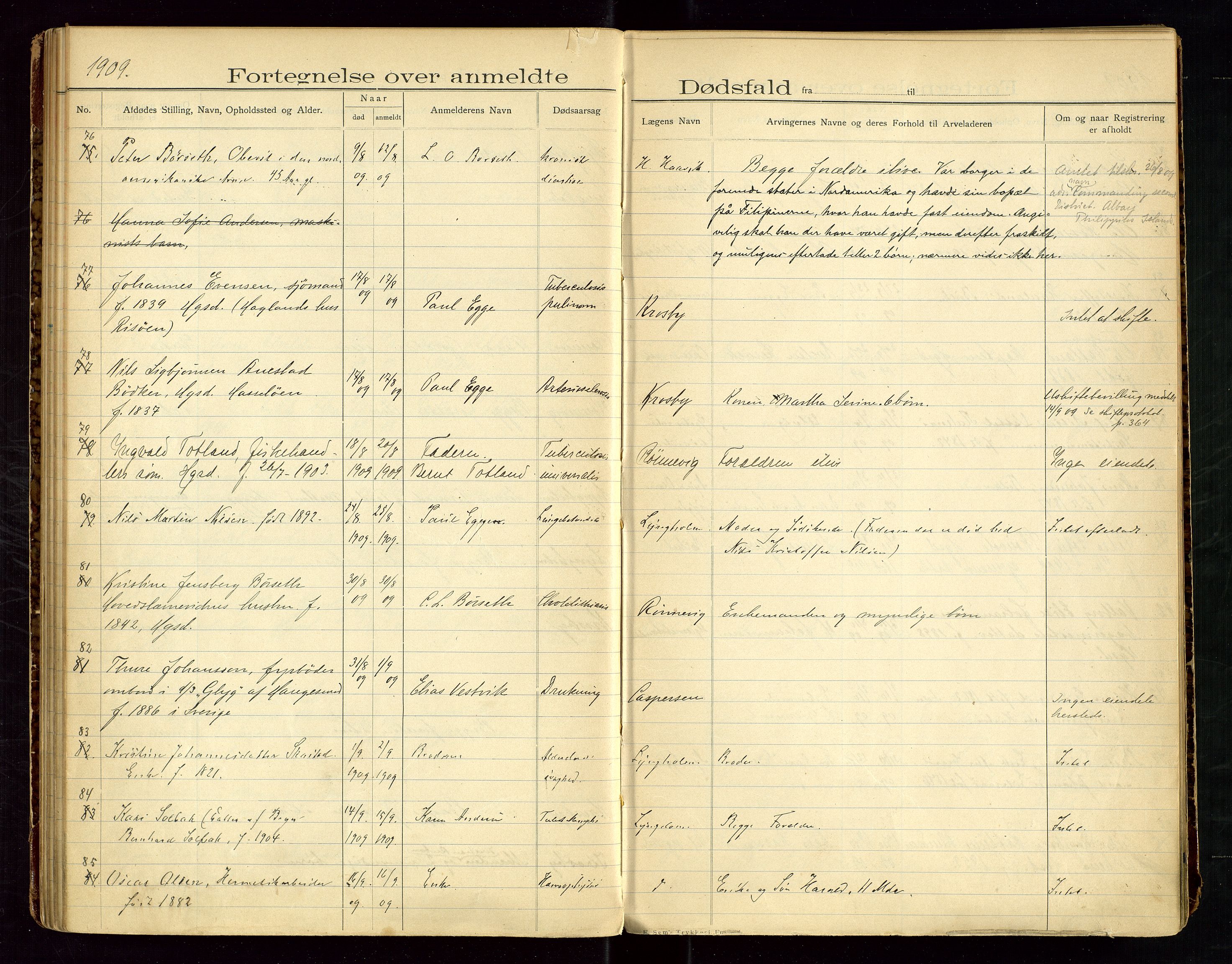 Haugesund tingrett, AV/SAST-A-101415/01/IV/IVJ/L0004: Dødsfallsprotokoll, 1907-1914