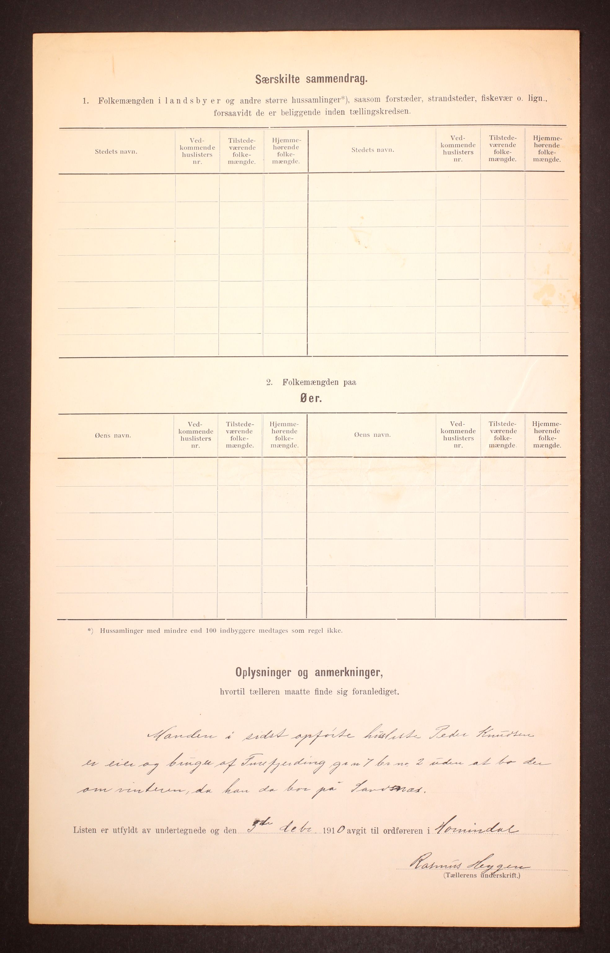 RA, 1910 census for Hornindal, 1910, p. 6