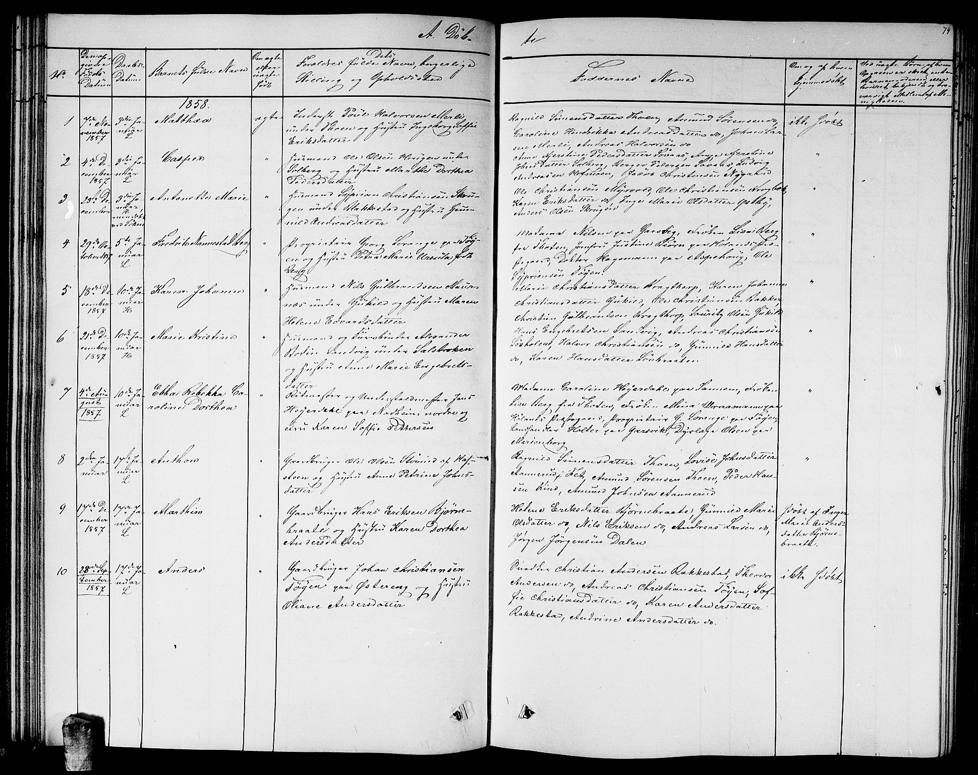 Høland prestekontor Kirkebøker, SAO/A-10346a/G/Ga/L0004: Parish register (copy) no. I 4, 1854-1862, p. 74