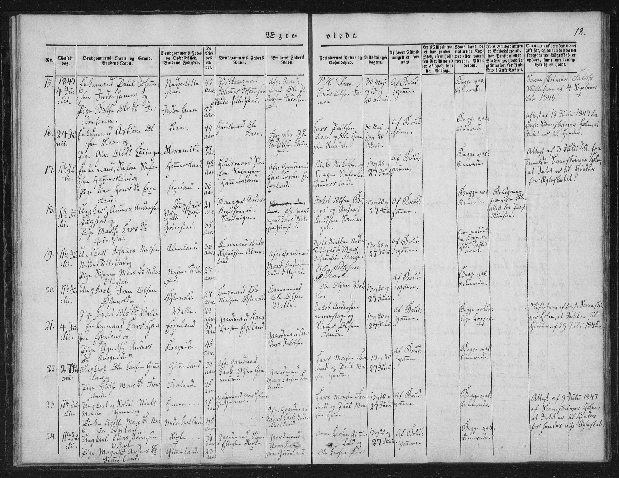 Fana Sokneprestembete, AV/SAB-A-75101/H/Haa/Haaa/L0010: Parish register (official) no. A 10, 1841-1851, p. 18