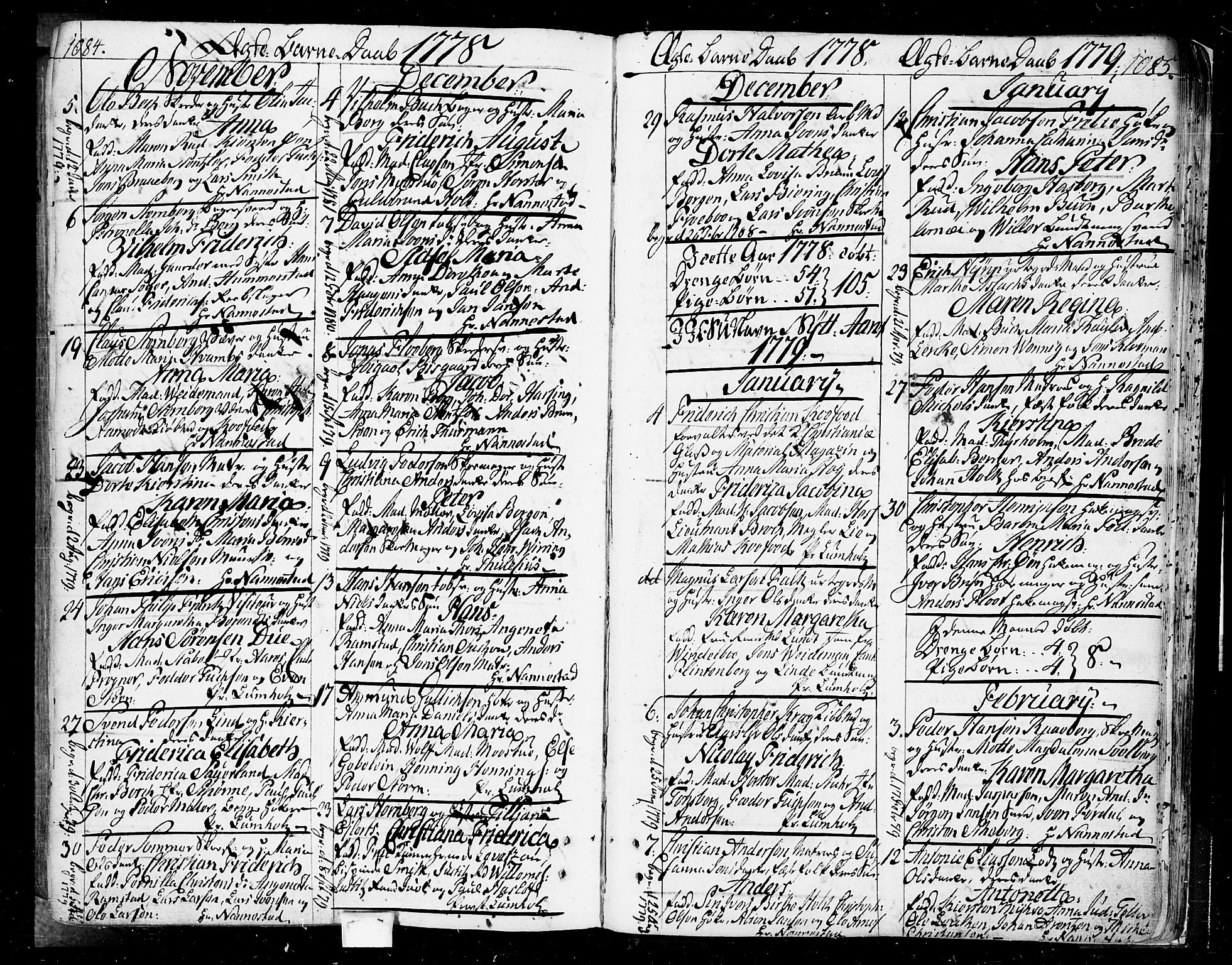 Oslo domkirke Kirkebøker, SAO/A-10752/F/Fa/L0004: Parish register (official) no. 4, 1743-1786, p. 1084-1085