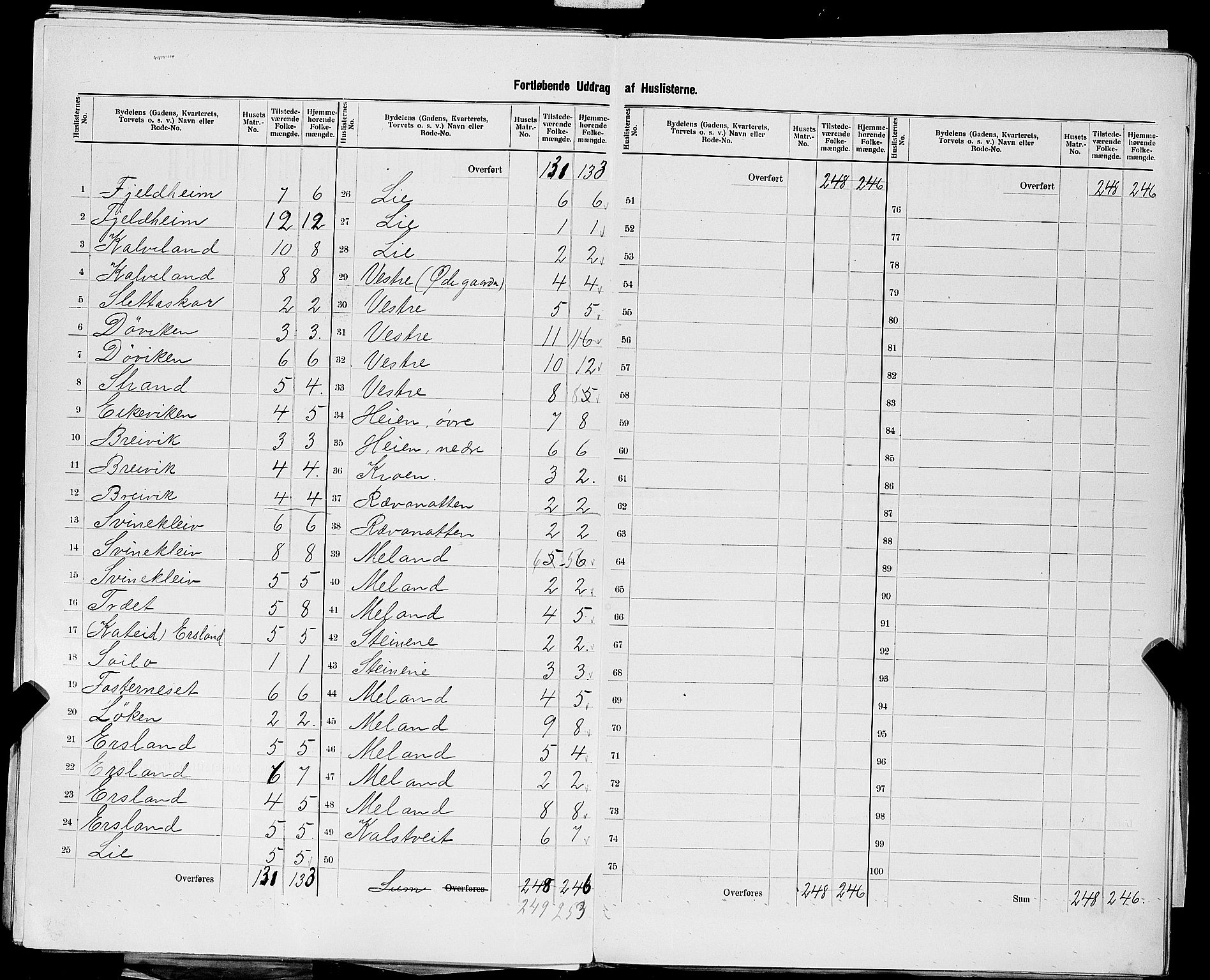 SAST, 1900 census for Skjold, 1900, p. 25