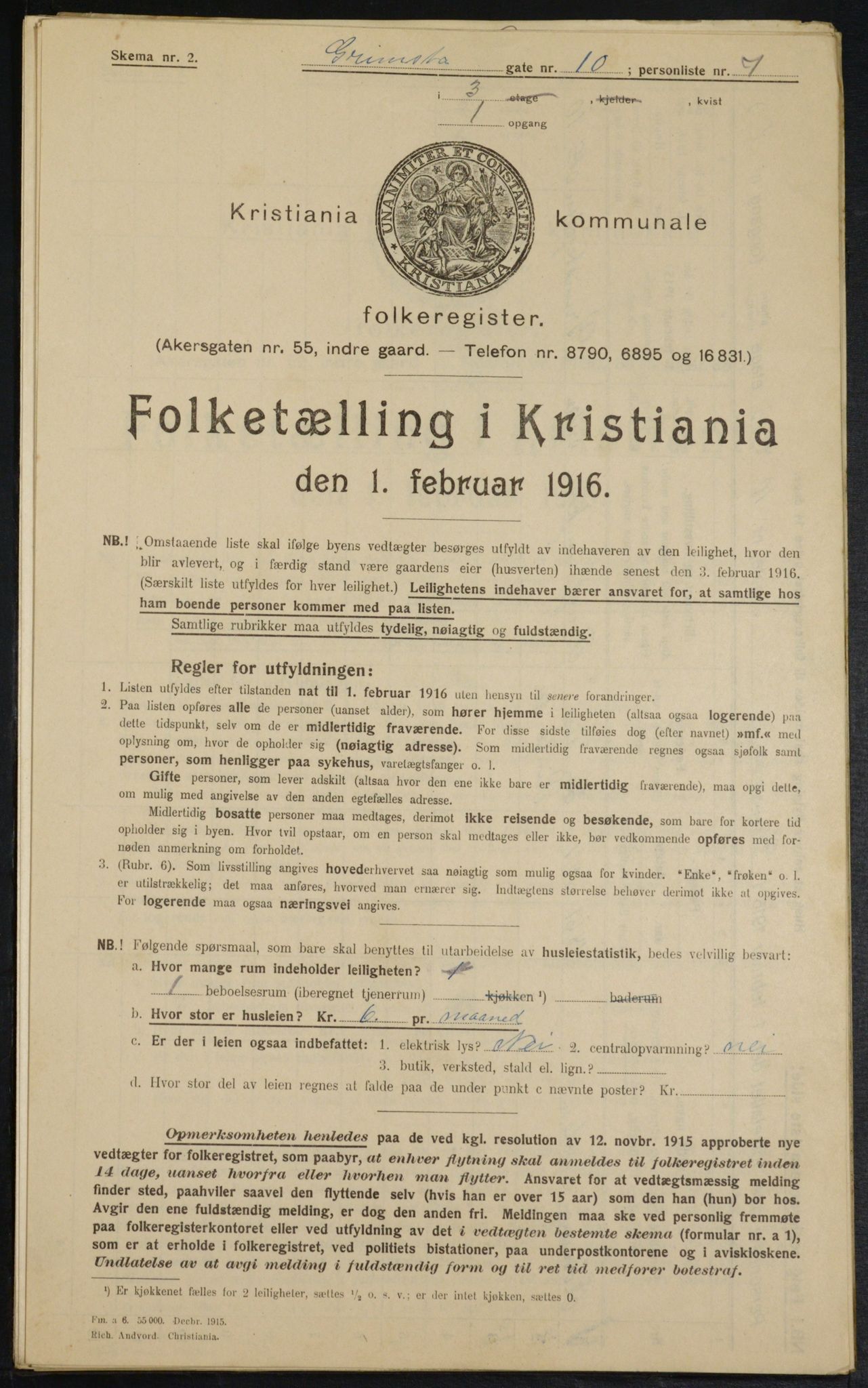 OBA, Municipal Census 1916 for Kristiania, 1916, p. 30529