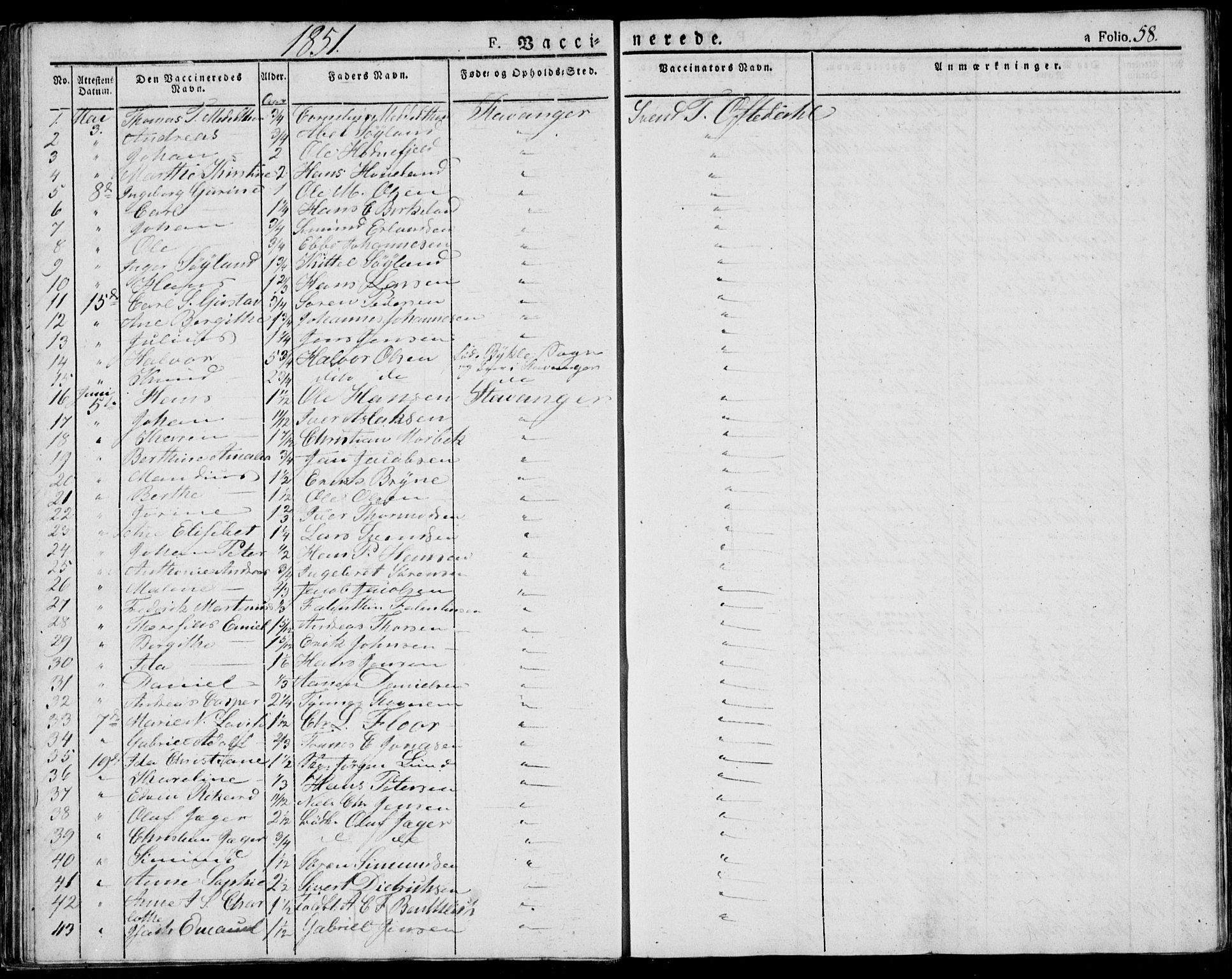 Domkirken sokneprestkontor, SAST/A-101812/001/30/30BA/L0010: Parish register (official) no. A 10, 1821-1859, p. 58