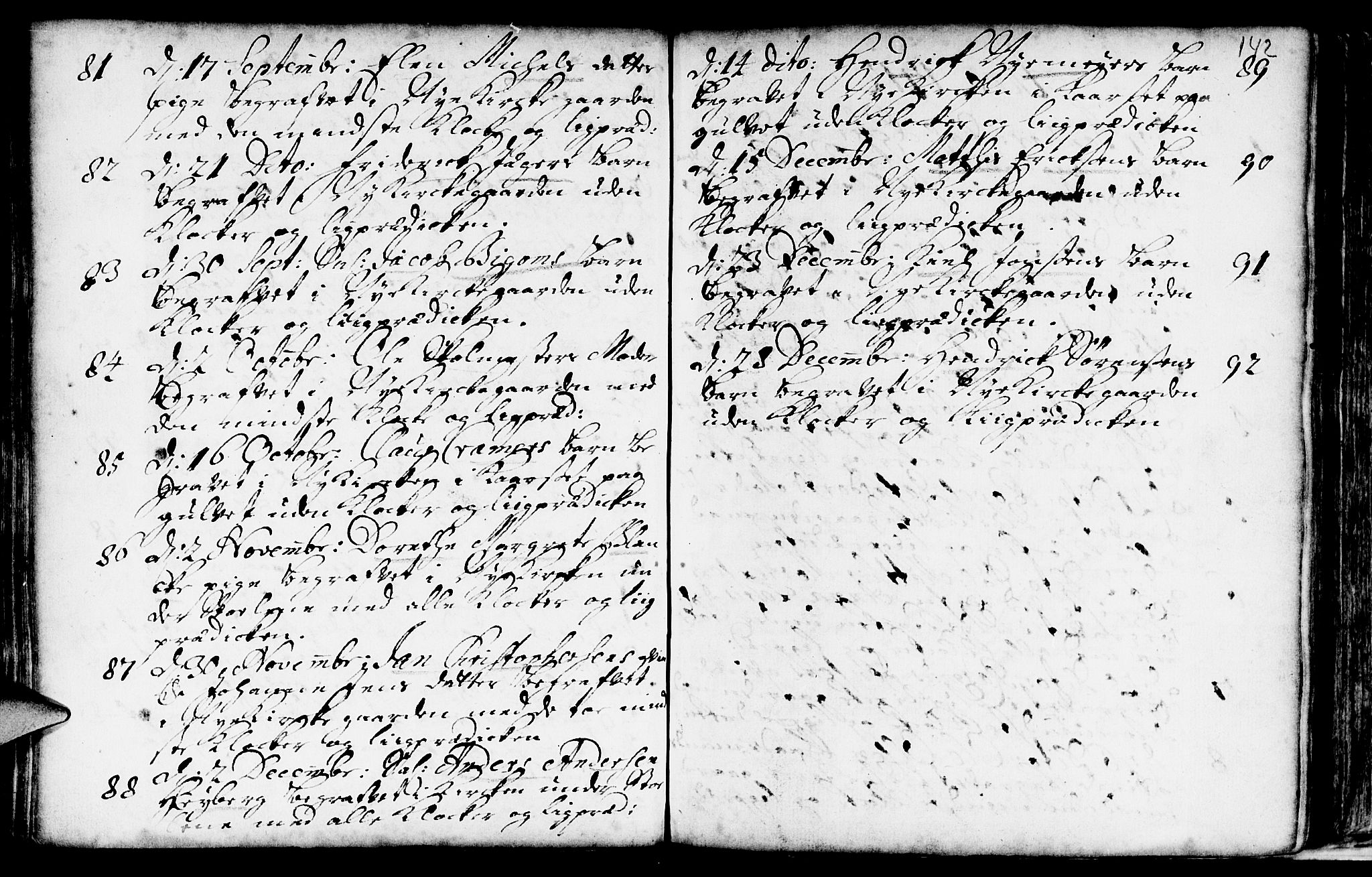 Nykirken Sokneprestembete, AV/SAB-A-77101/H/Haa/L0009: Parish register (official) no. A 9, 1689-1759, p. 142