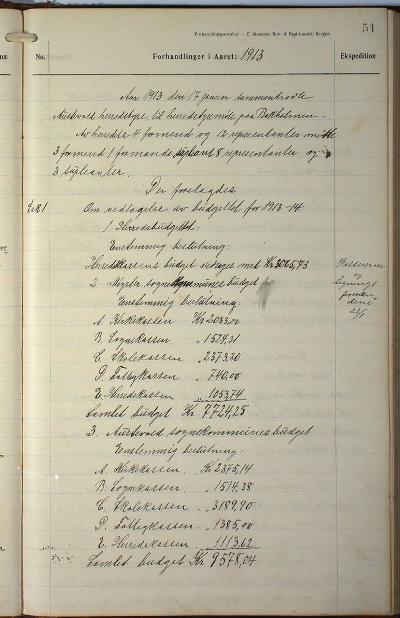 Austevoll kommune. Formannskapet, IKAH/1244-021/A/Aa/L0002b: Møtebok for heradstyret, 1910-1919, p. 103