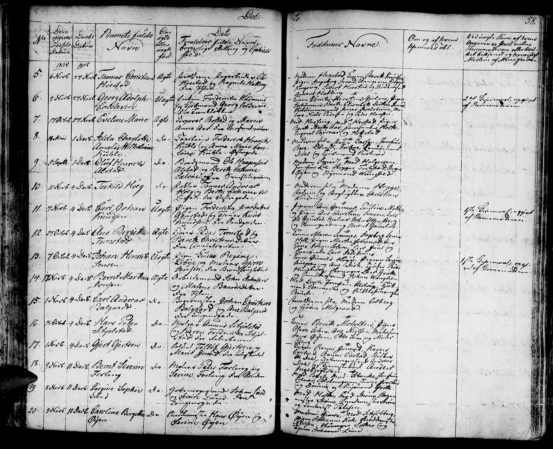 Ministerialprotokoller, klokkerbøker og fødselsregistre - Sør-Trøndelag, SAT/A-1456/601/L0045: Parish register (official) no. 601A13, 1821-1831, p. 58