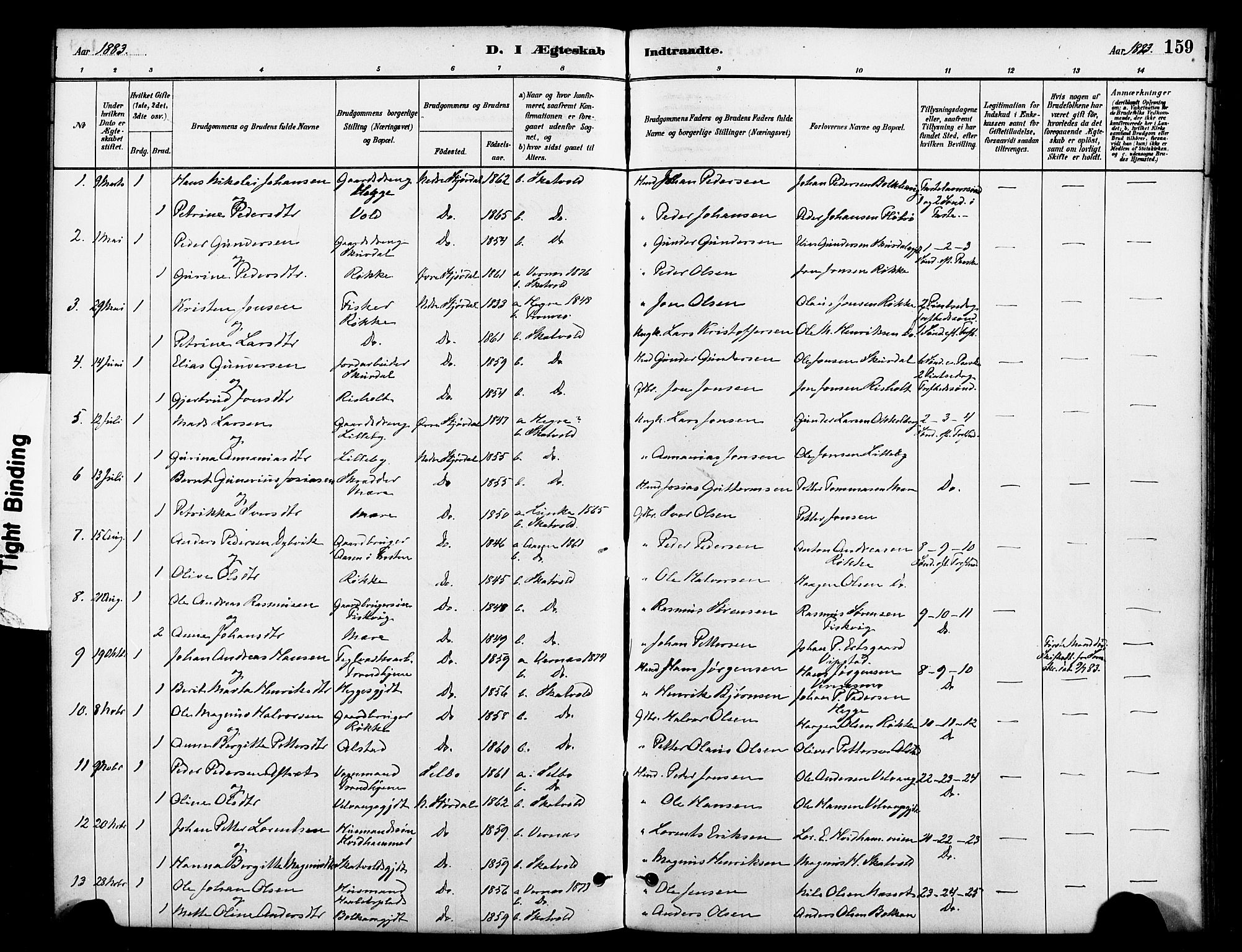 Ministerialprotokoller, klokkerbøker og fødselsregistre - Nord-Trøndelag, SAT/A-1458/712/L0100: Parish register (official) no. 712A01, 1880-1900, p. 159
