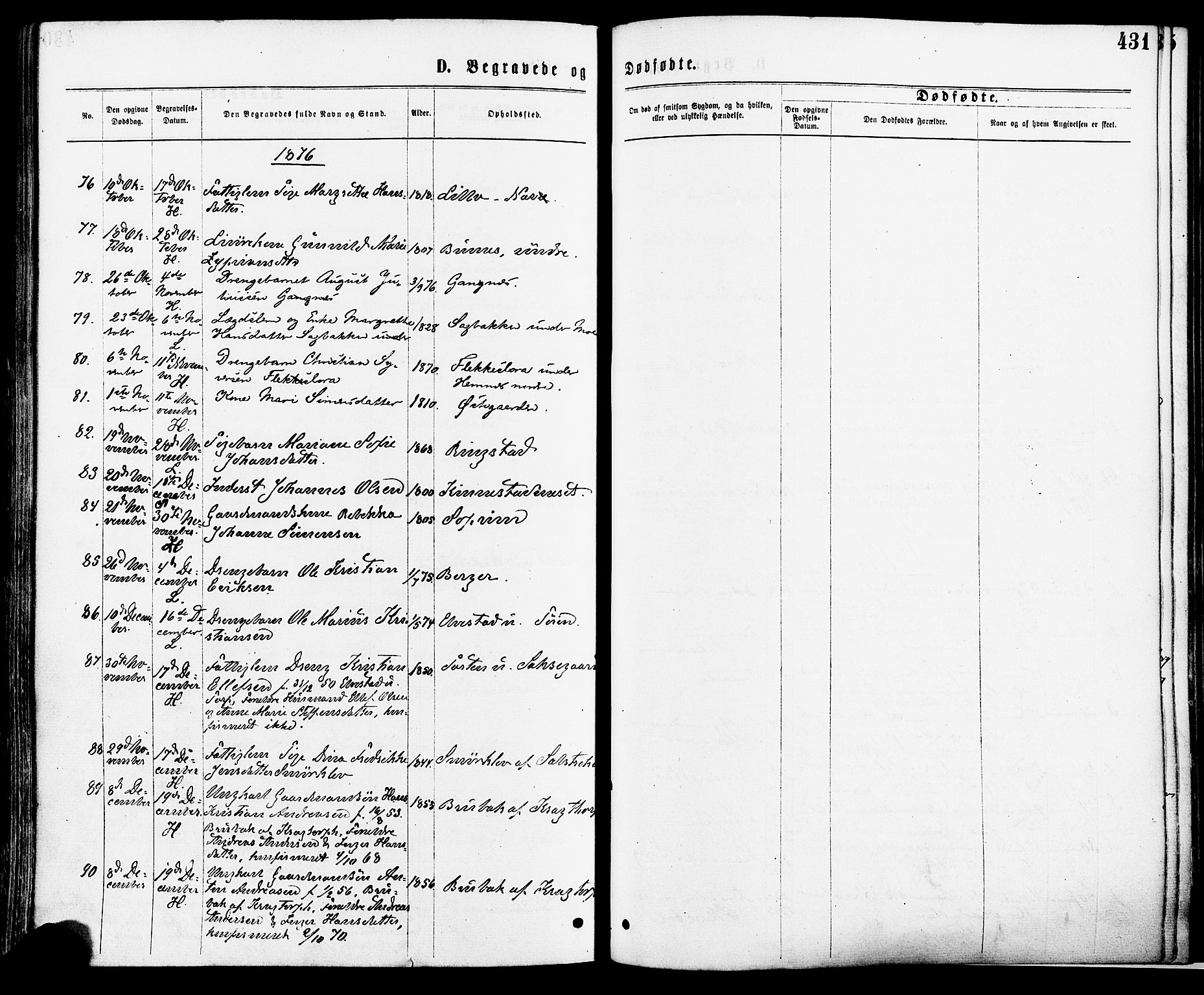 Høland prestekontor Kirkebøker, AV/SAO-A-10346a/F/Fa/L0012.a: Parish register (official) no. I 12A, 1869-1879, p. 431