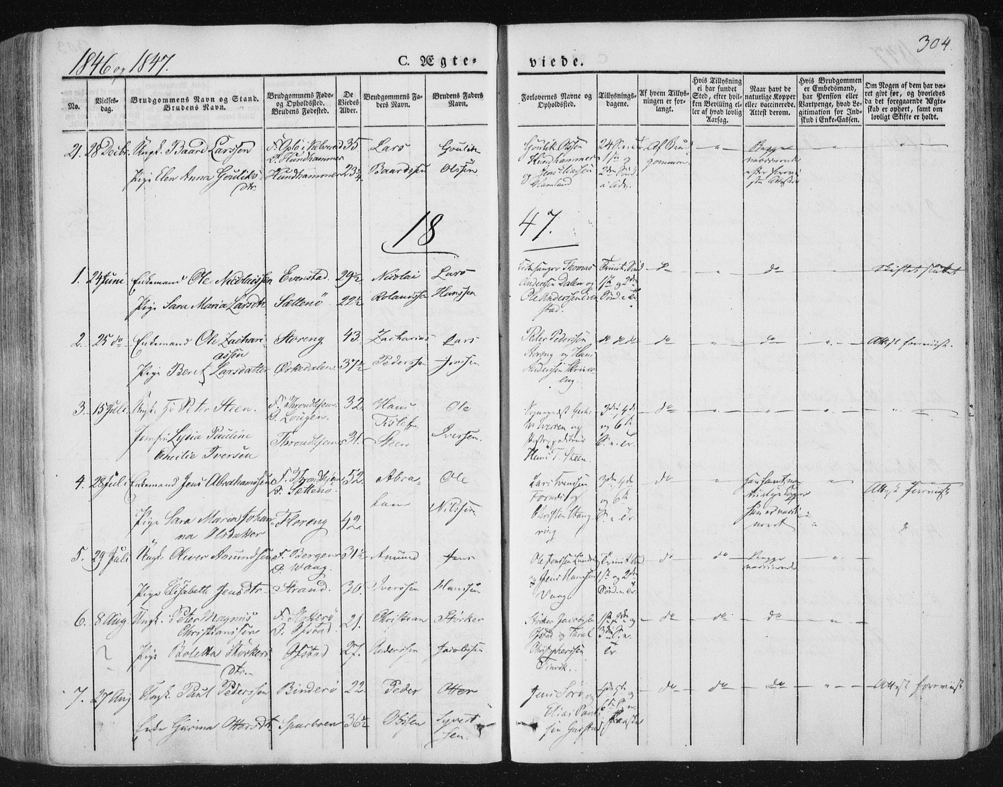 Ministerialprotokoller, klokkerbøker og fødselsregistre - Nord-Trøndelag, SAT/A-1458/784/L0669: Parish register (official) no. 784A04, 1829-1859, p. 304
