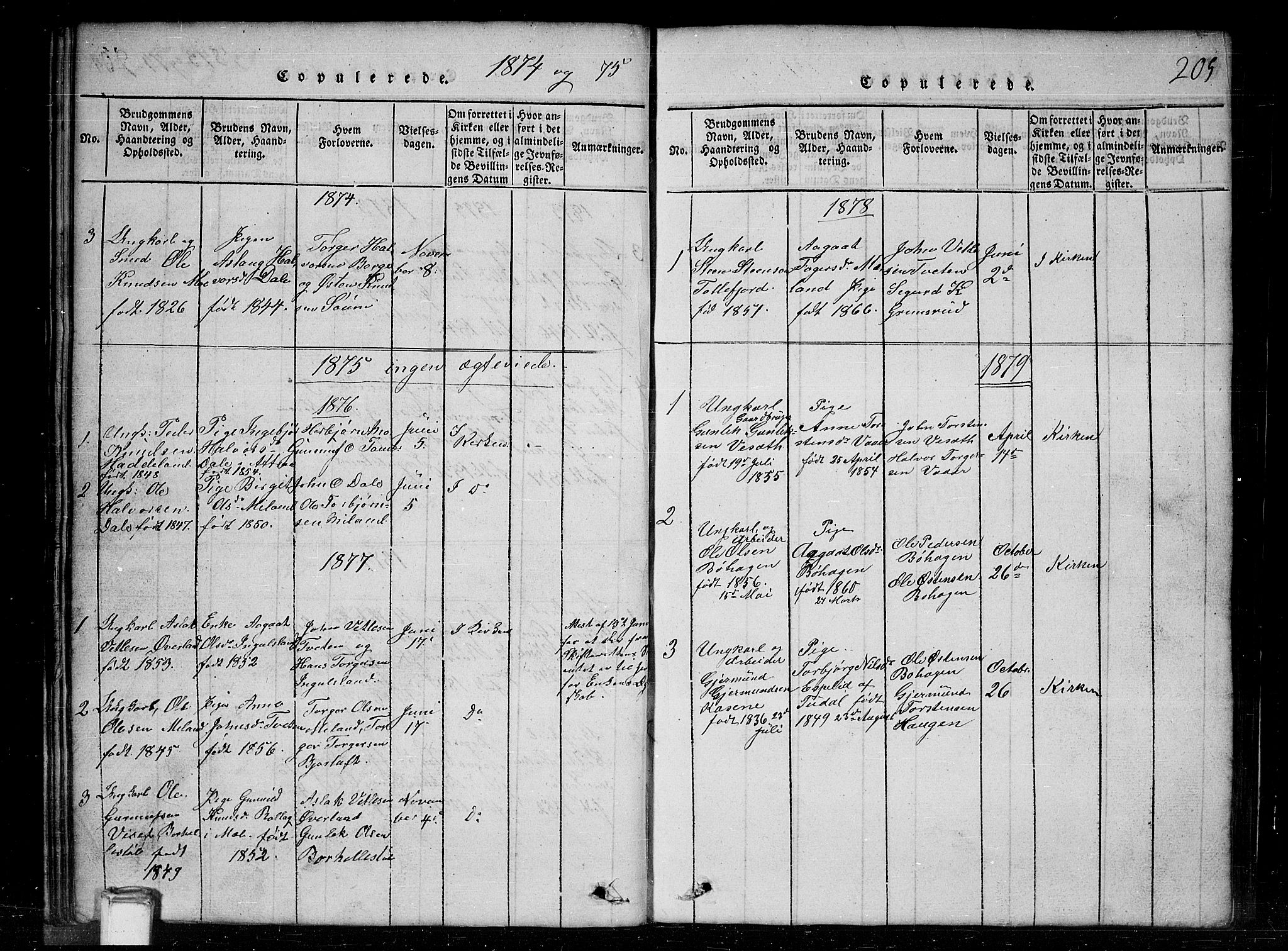 Tinn kirkebøker, SAKO/A-308/G/Gc/L0001: Parish register (copy) no. III 1, 1815-1879, p. 205