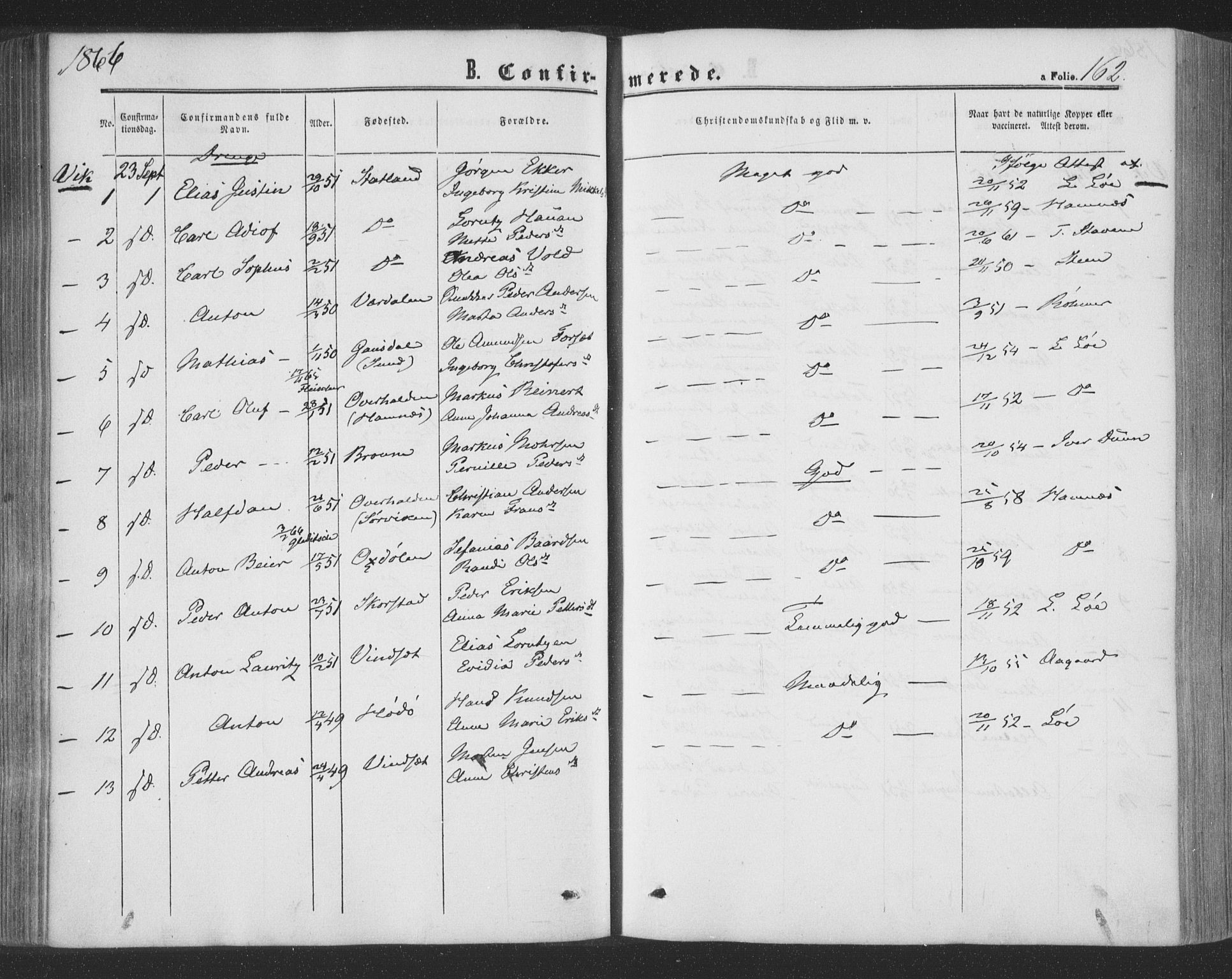 Ministerialprotokoller, klokkerbøker og fødselsregistre - Nord-Trøndelag, SAT/A-1458/773/L0615: Parish register (official) no. 773A06, 1857-1870, p. 162