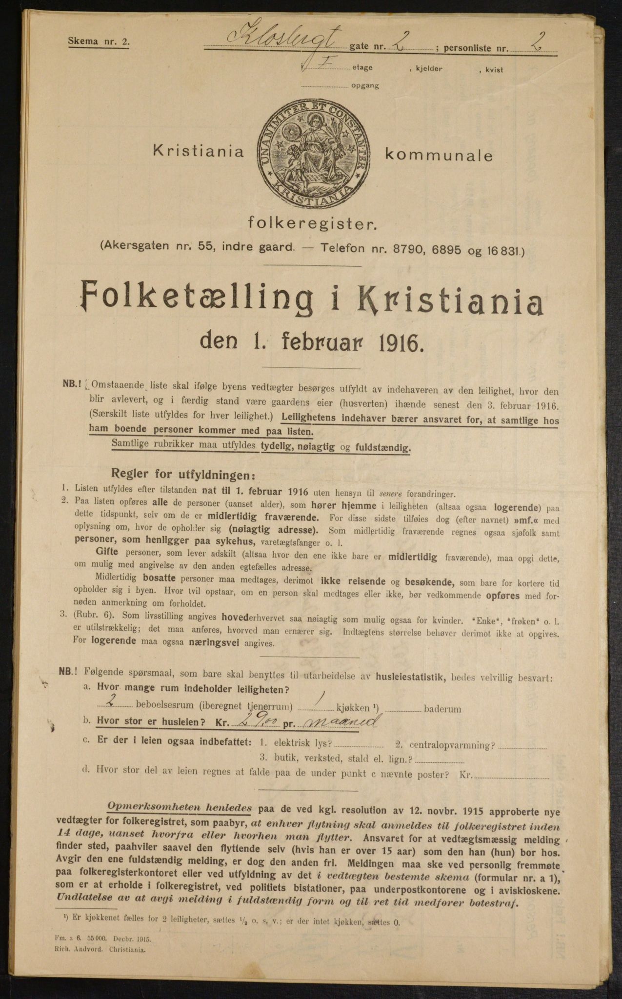 OBA, Municipal Census 1916 for Kristiania, 1916, p. 53196