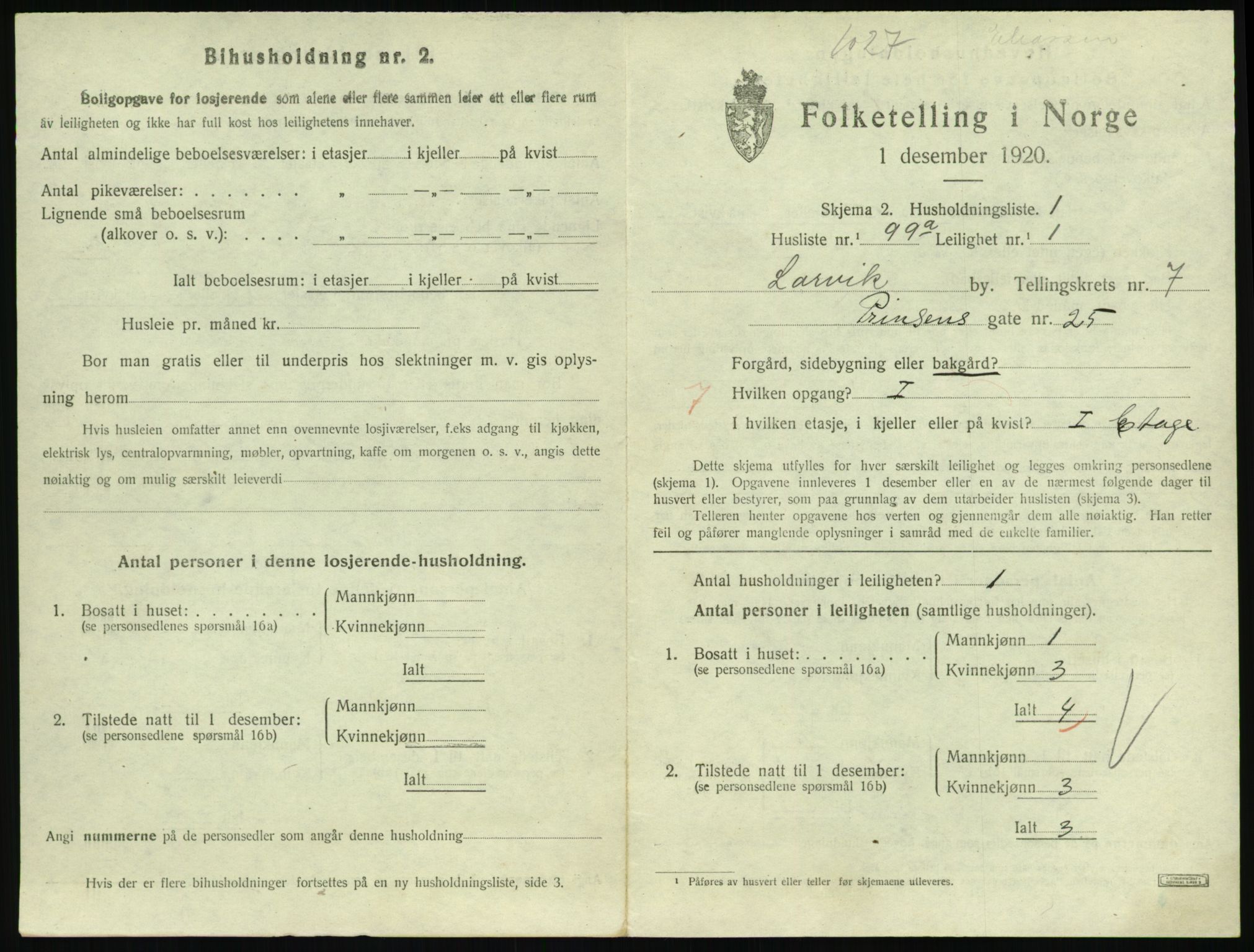 SAKO, 1920 census for Larvik, 1920, p. 6390