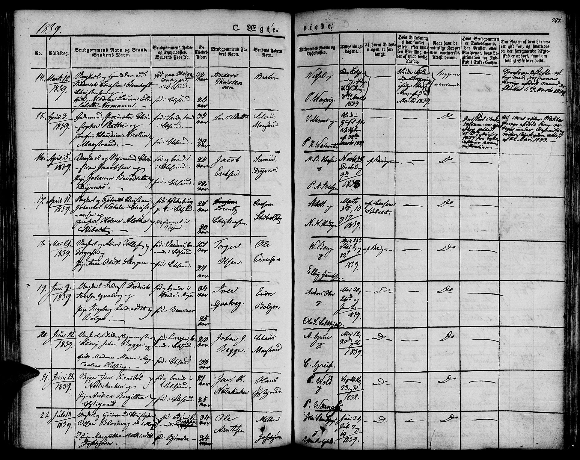 Ministerialprotokoller, klokkerbøker og fødselsregistre - Møre og Romsdal, SAT/A-1454/572/L0843: Parish register (official) no. 572A06, 1832-1842, p. 281