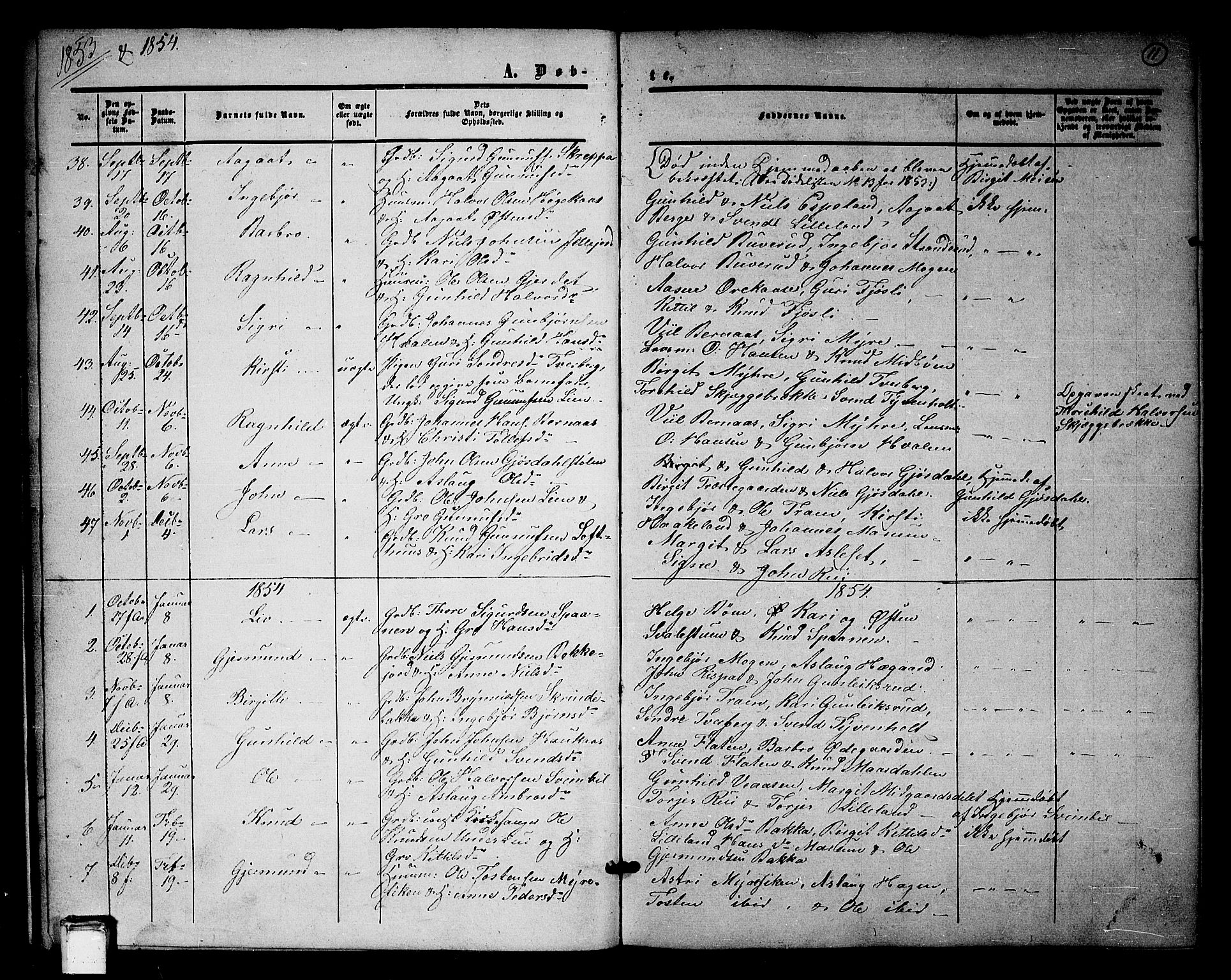 Tinn kirkebøker, SAKO/A-308/G/Ga/L0002: Parish register (copy) no. I 2, 1851-1883, p. 11