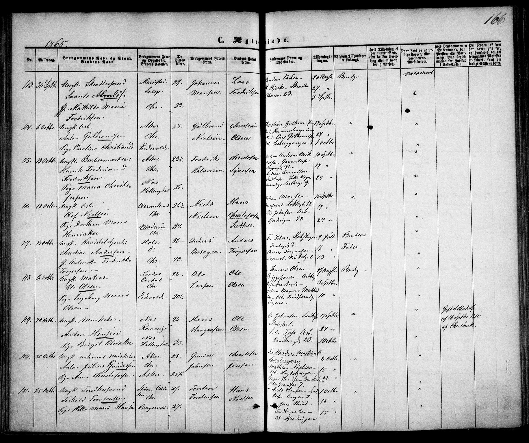 Trefoldighet prestekontor Kirkebøker, SAO/A-10882/F/Fc/L0001: Parish register (official) no. III 1, 1858-1874, p. 166
