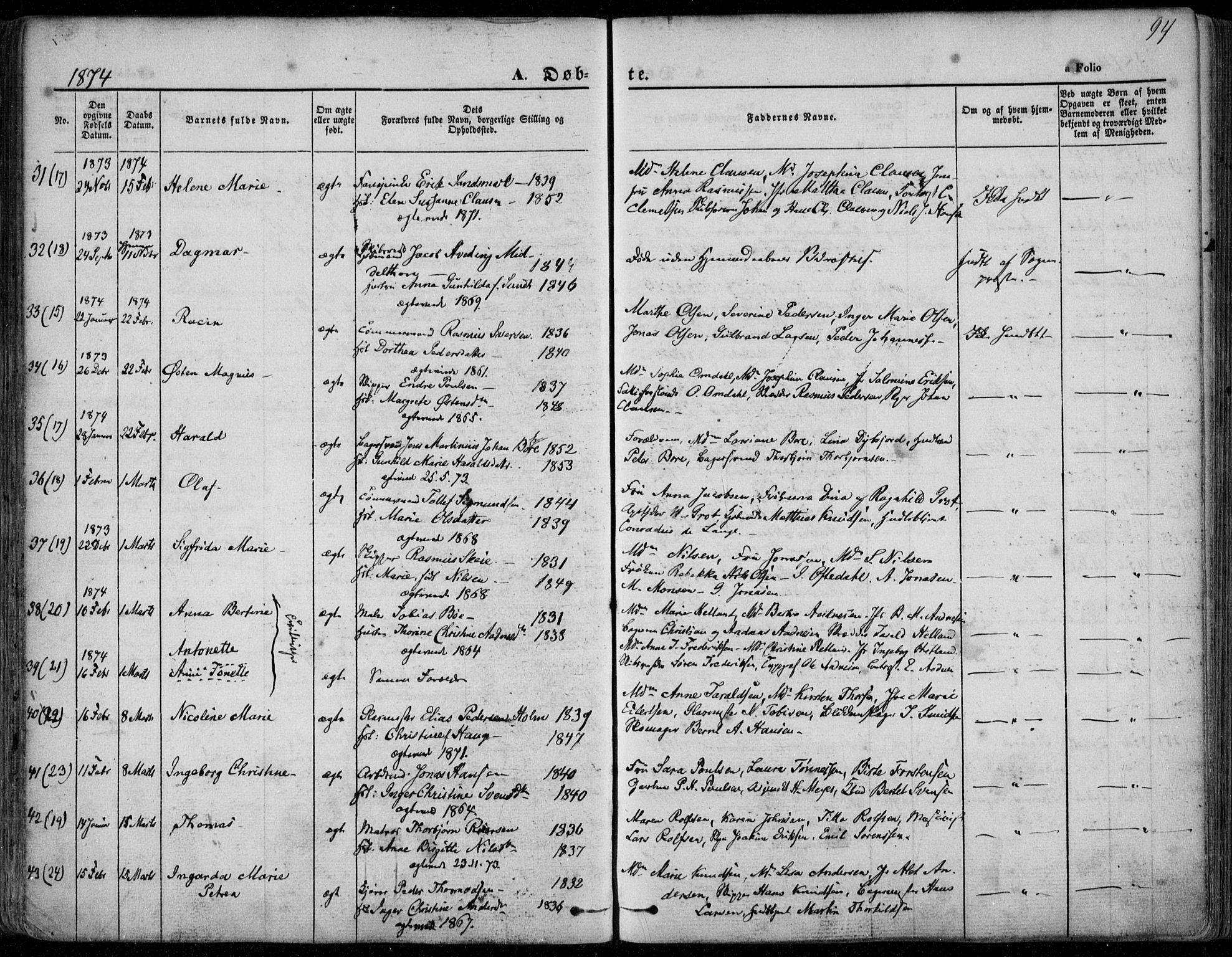 Domkirken sokneprestkontor, AV/SAST-A-101812/001/30/30BA/L0022: Parish register (official) no. A 21, 1868-1877, p. 94