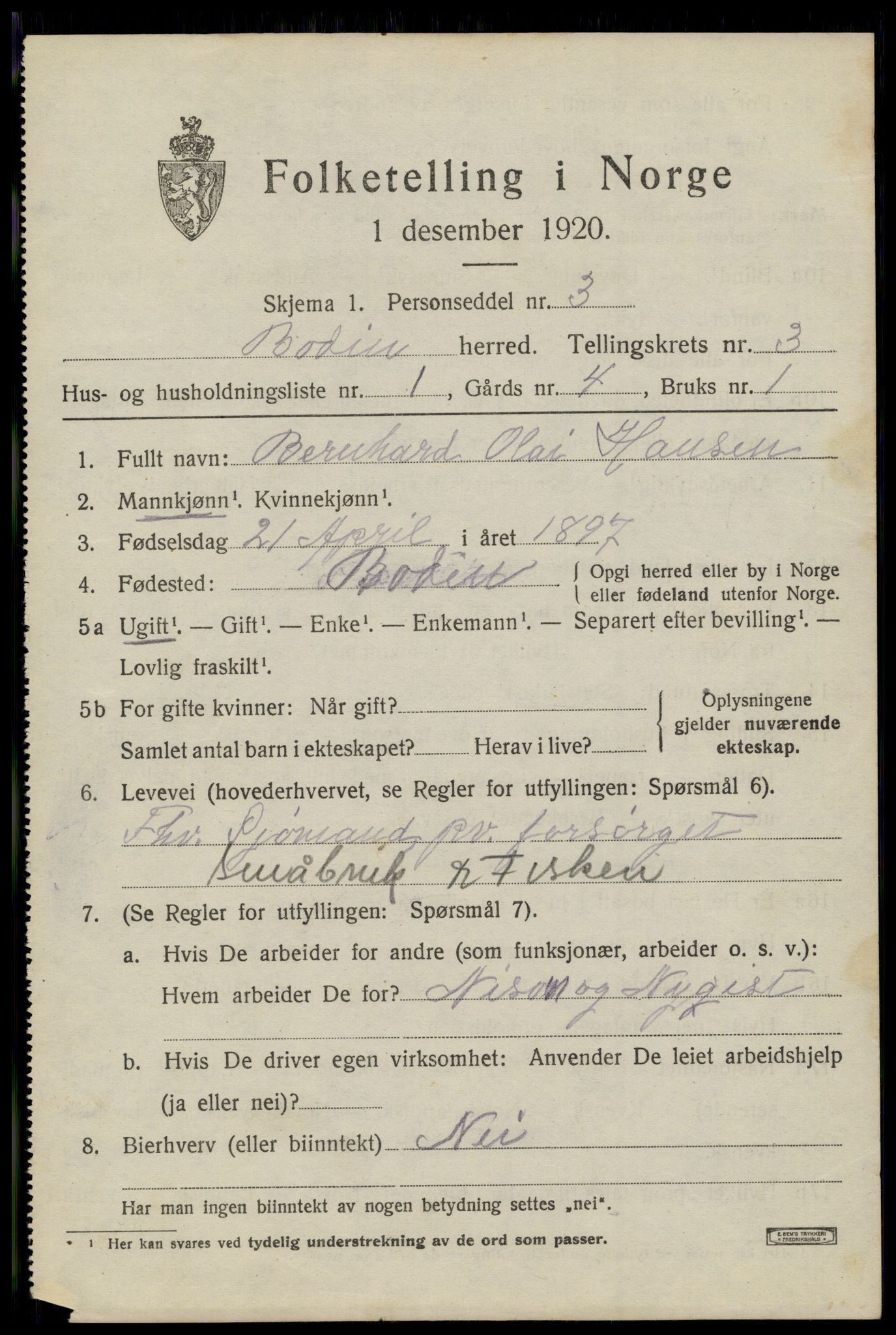 SAT, 1920 census for Bodin, 1920, p. 2108