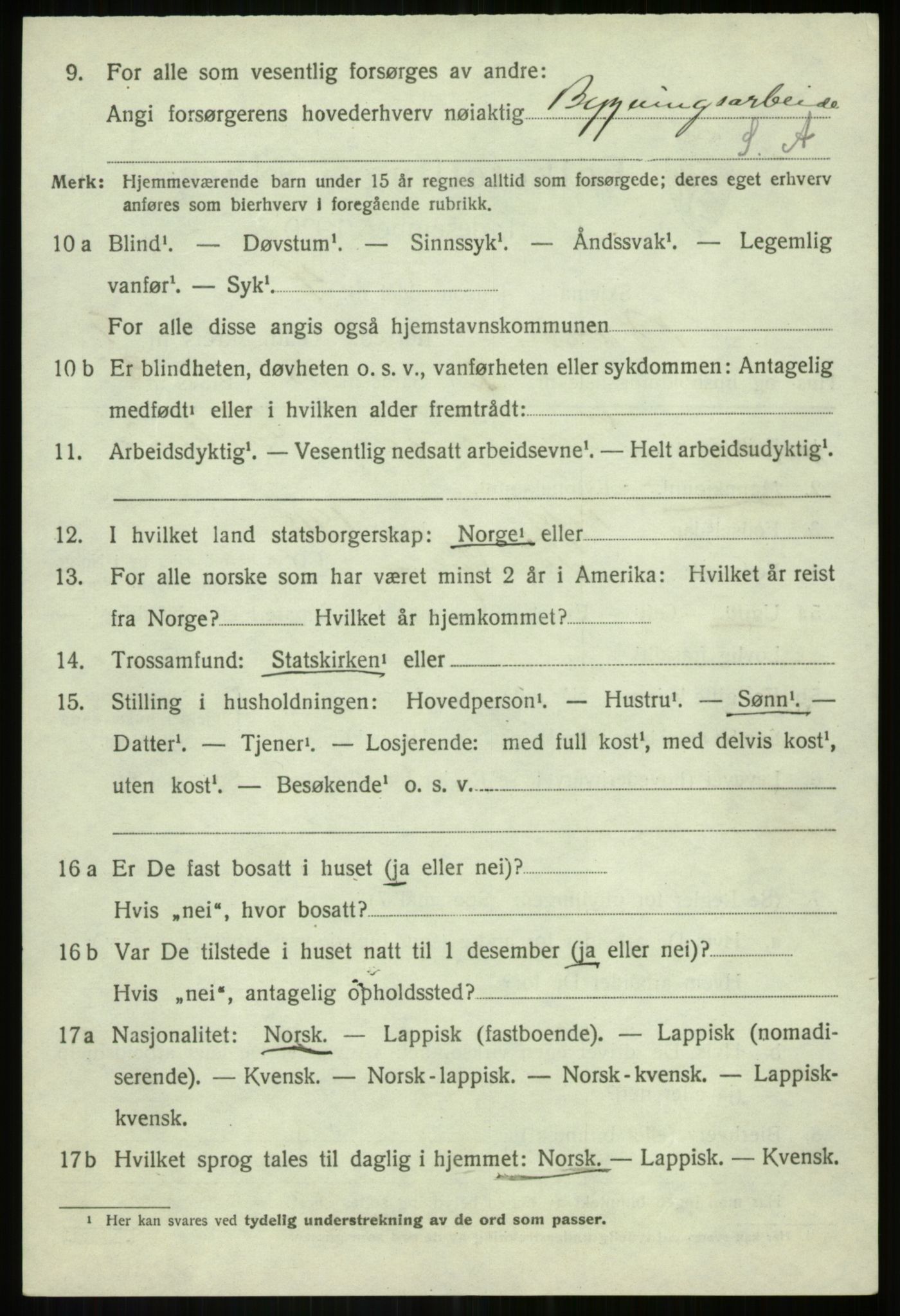 SATØ, 1920 census for Bardu, 1920, p. 3178