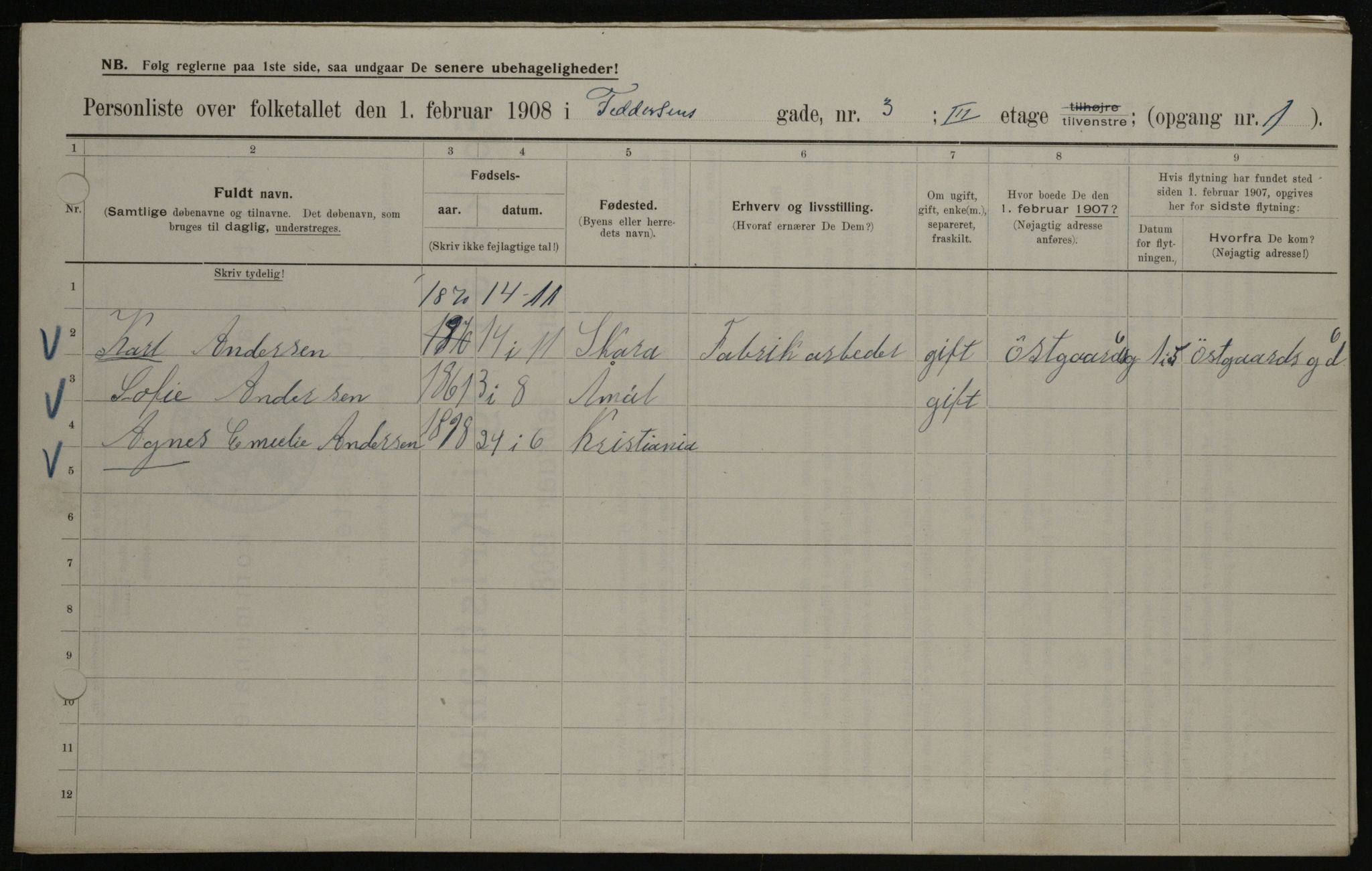 OBA, Municipal Census 1908 for Kristiania, 1908, p. 21846