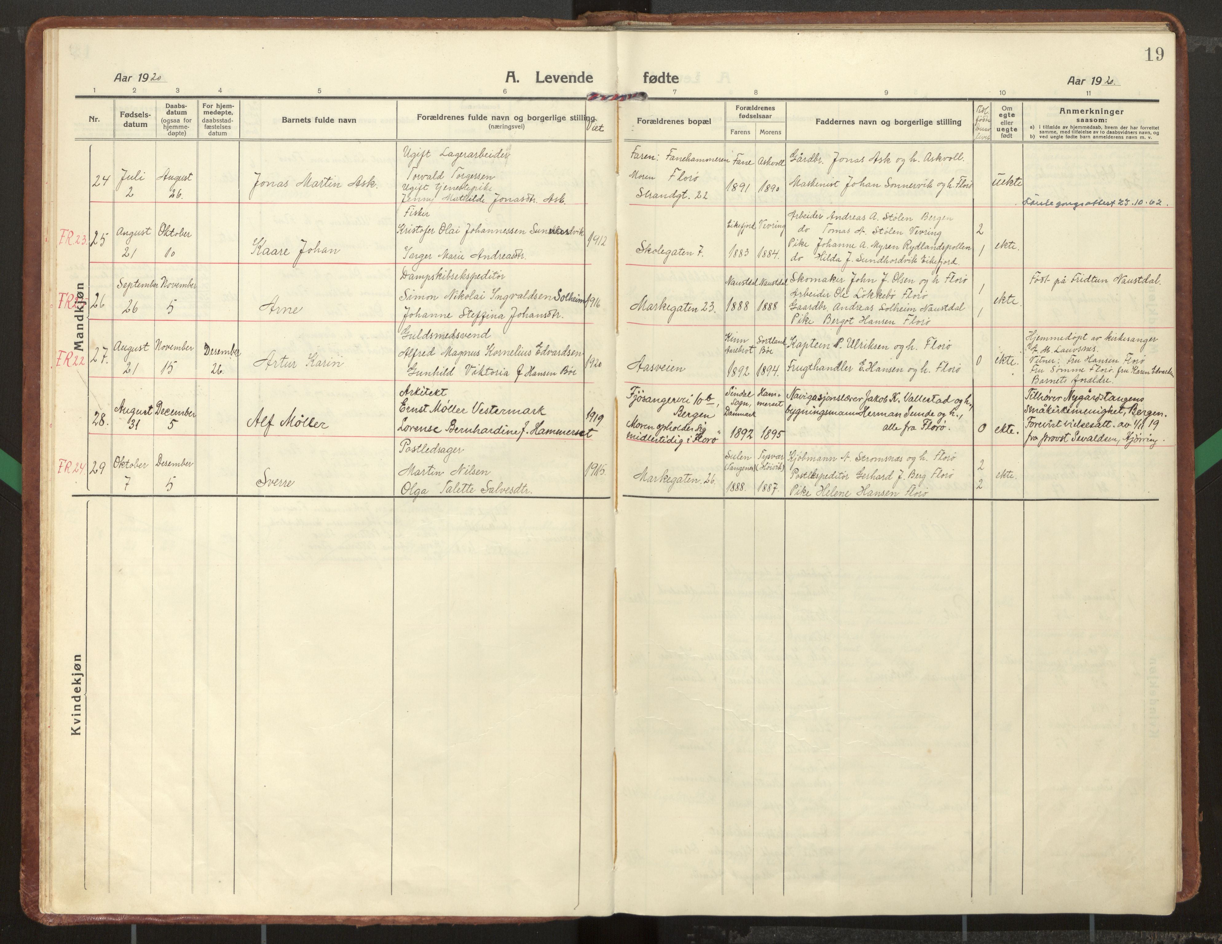 Kinn sokneprestembete, AV/SAB-A-80801/H/Haa/Haac/L0003: Parish register (official) no. C 3, 1917-1934, p. 19