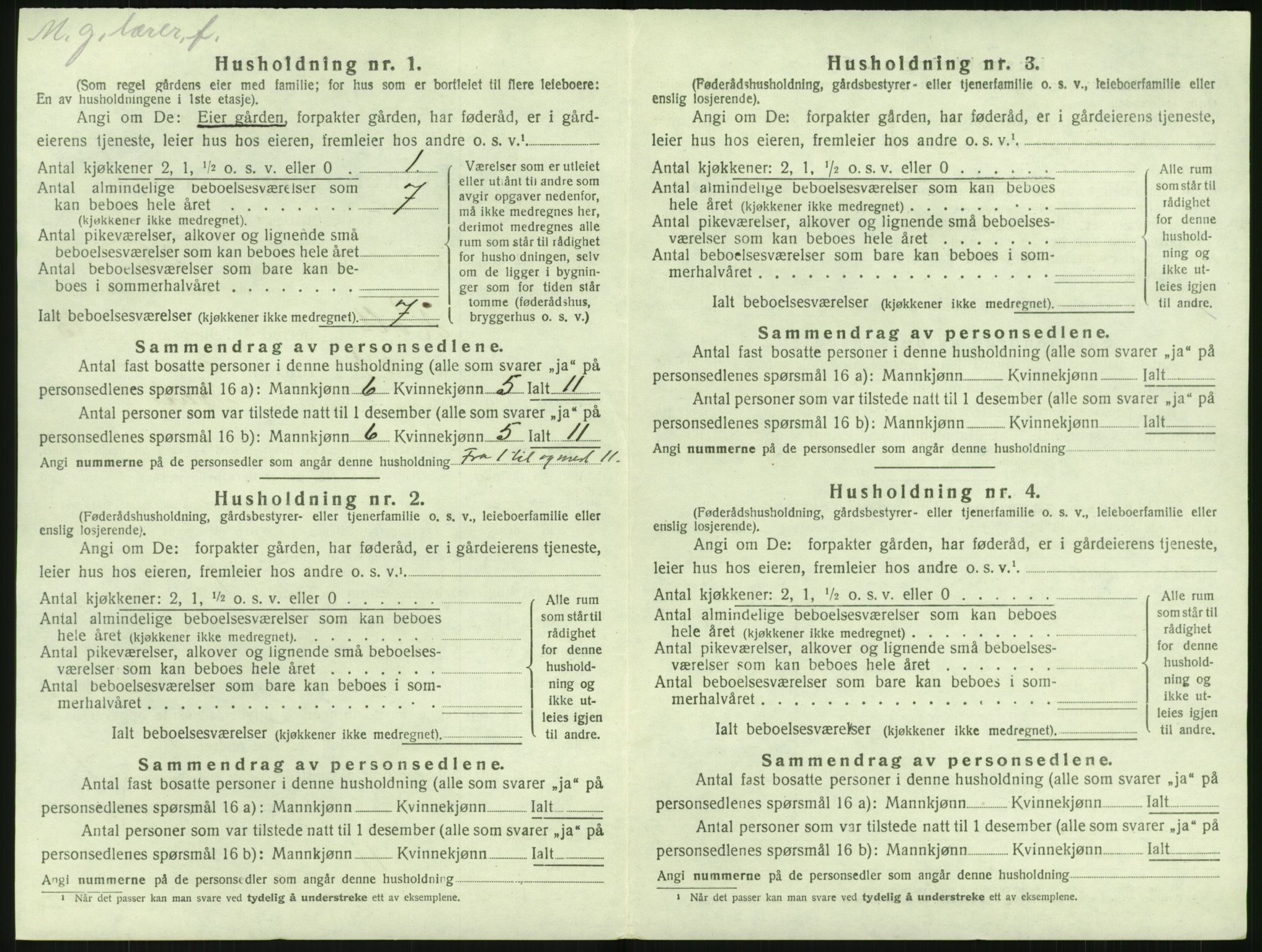 SAK, 1920 census for Holt, 1920, p. 1405