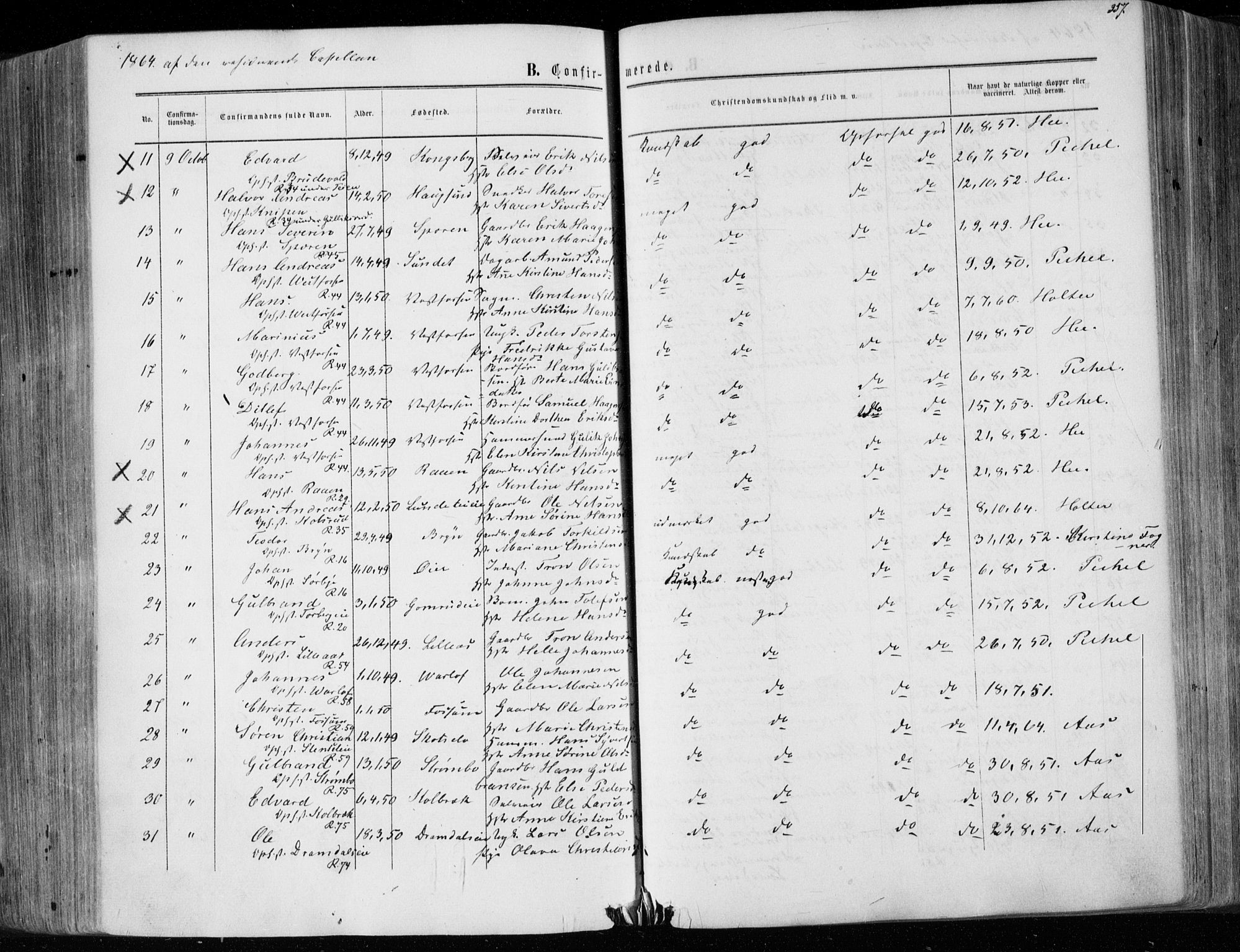 Eiker kirkebøker, AV/SAKO-A-4/F/Fa/L0016: Parish register (official) no. I 16, 1860-1868, p. 357