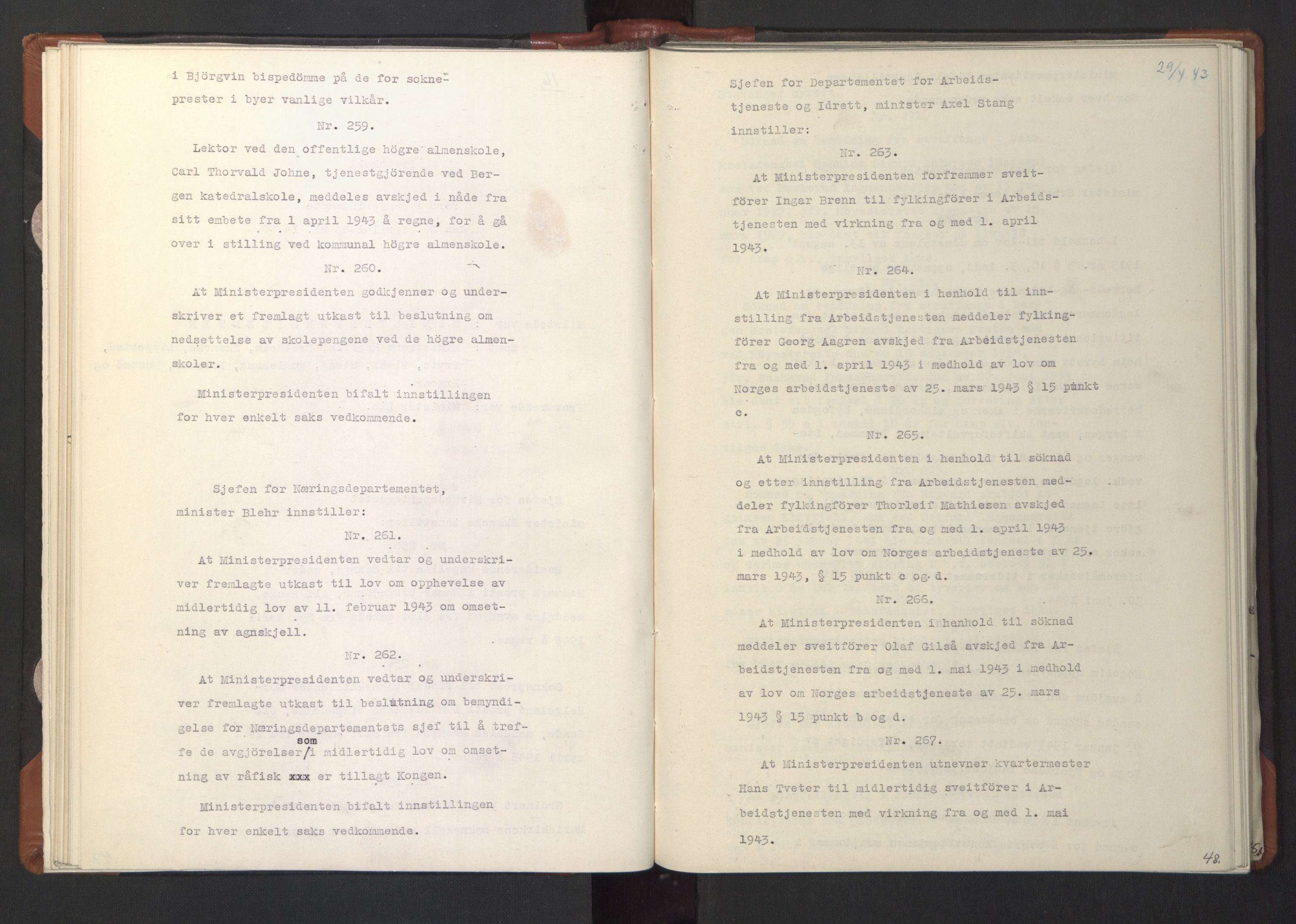 NS-administrasjonen 1940-1945 (Statsrådsekretariatet, de kommisariske statsråder mm), AV/RA-S-4279/D/Da/L0003: Vedtak (Beslutninger) nr. 1-746 og tillegg nr. 1-47 (RA. j.nr. 1394/1944, tilgangsnr. 8/1944, 1943, p. 50