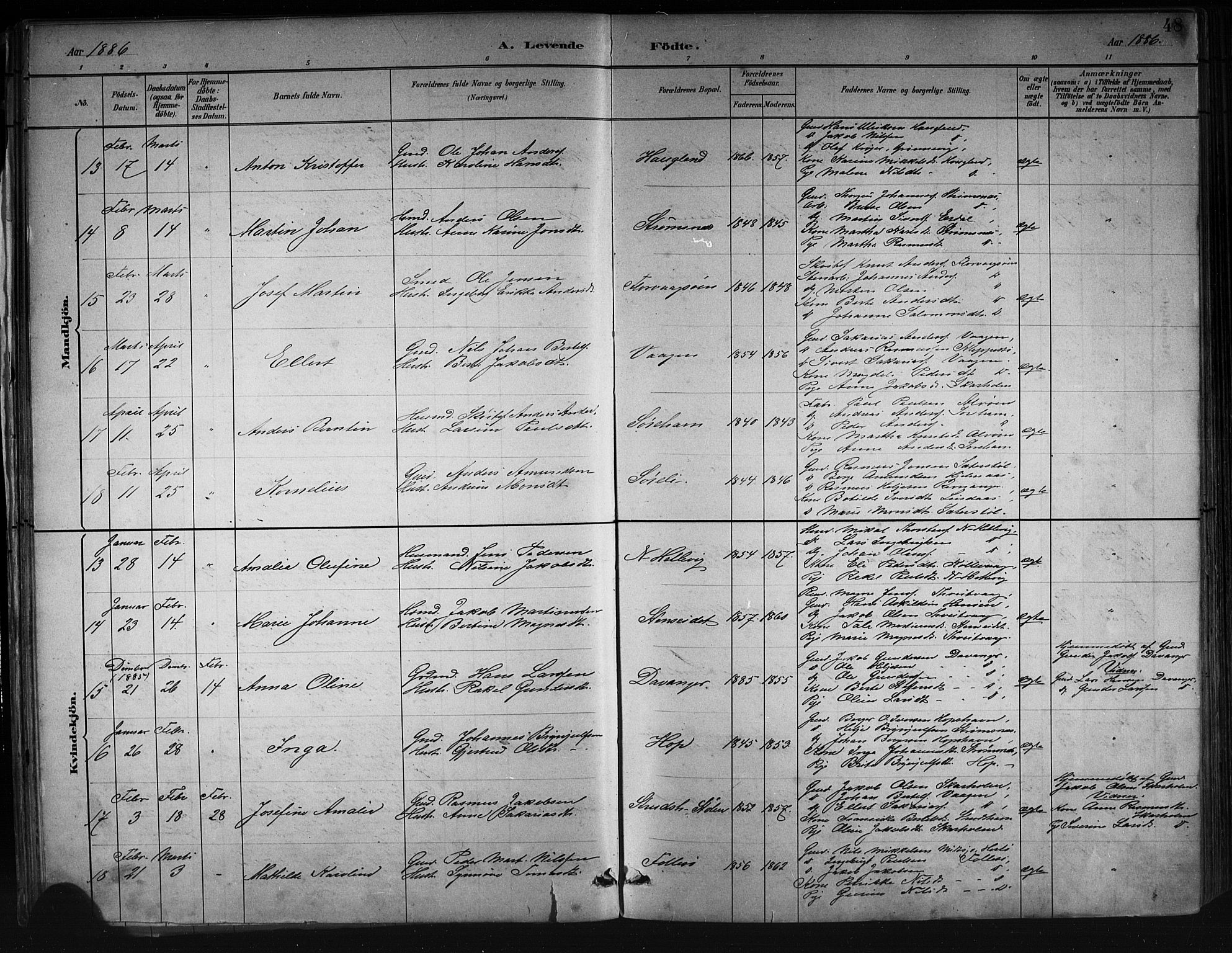 Askøy Sokneprestembete, AV/SAB-A-74101/H/Ha/Hab/Haba/L0008: Parish register (copy) no. A 8, 1882-1893, p. 48