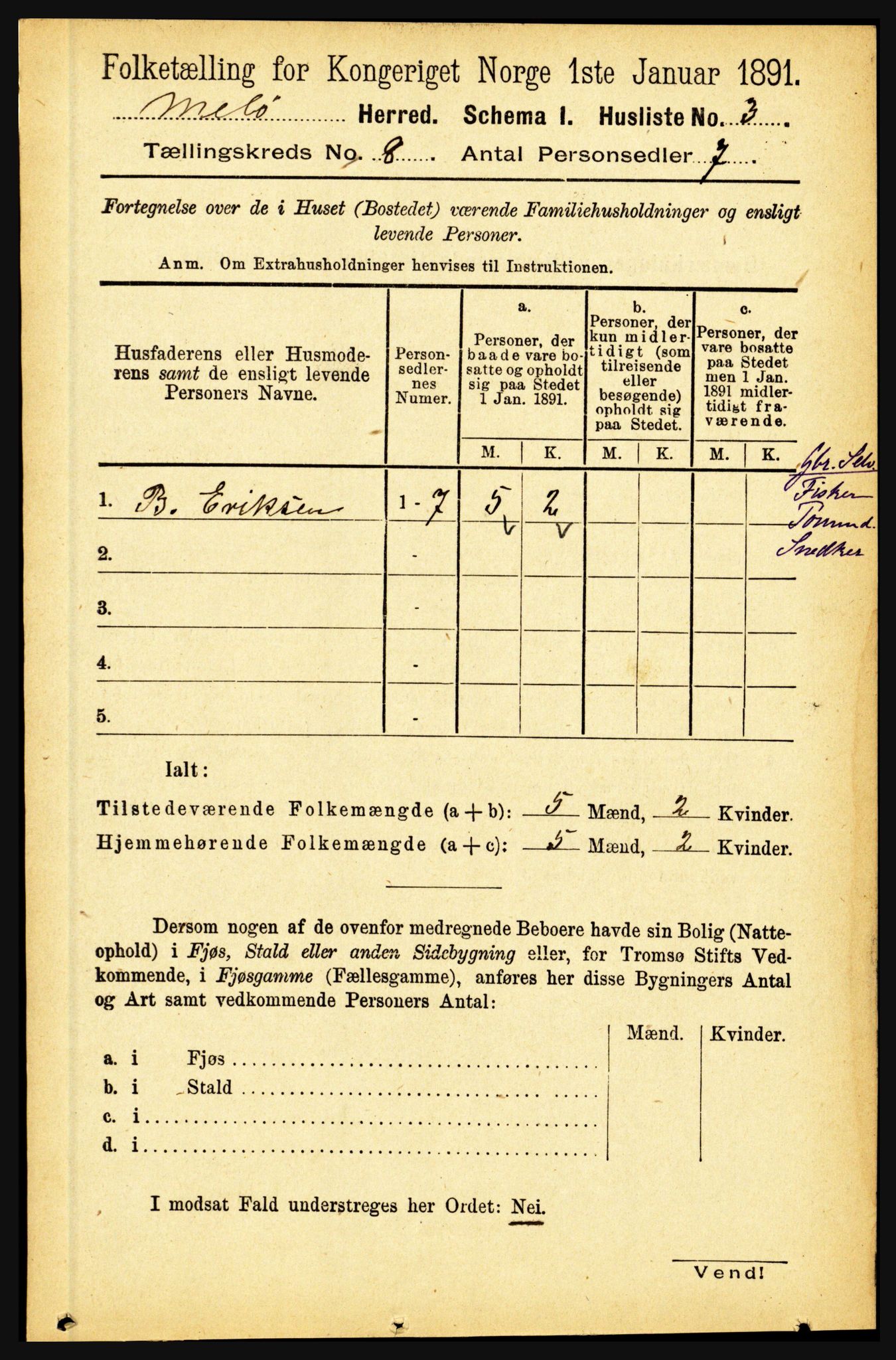 RA, 1891 census for 1837 Meløy, 1891, p. 3283