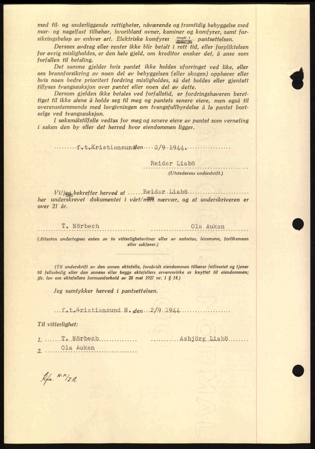 Nordmøre sorenskriveri, AV/SAT-A-4132/1/2/2Ca: Mortgage book no. B92, 1944-1945, Diary no: : 1512/1944