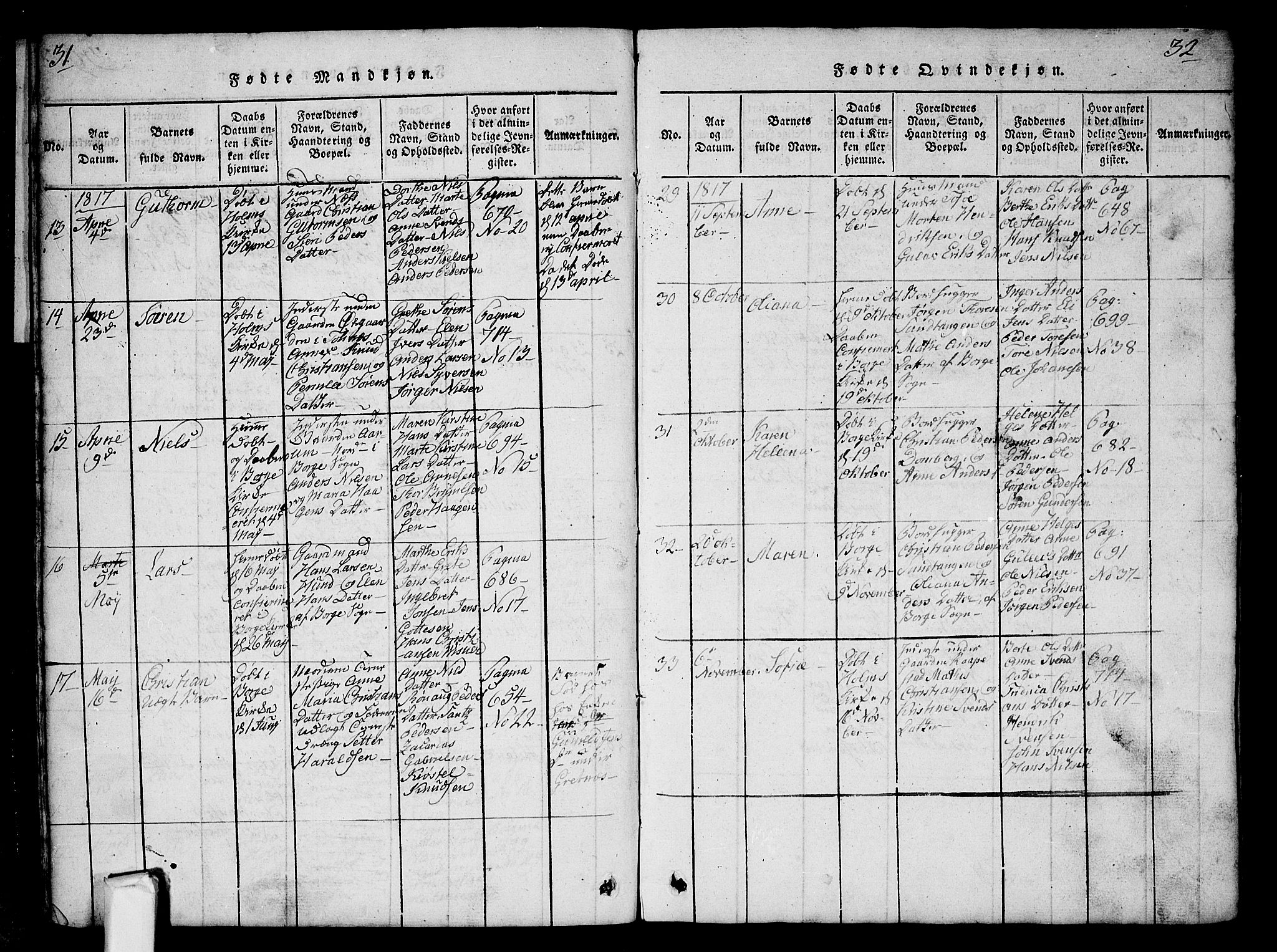 Borge prestekontor Kirkebøker, AV/SAO-A-10903/G/Ga/L0001: Parish register (copy) no.  I 1, 1815-1835, p. 31-32