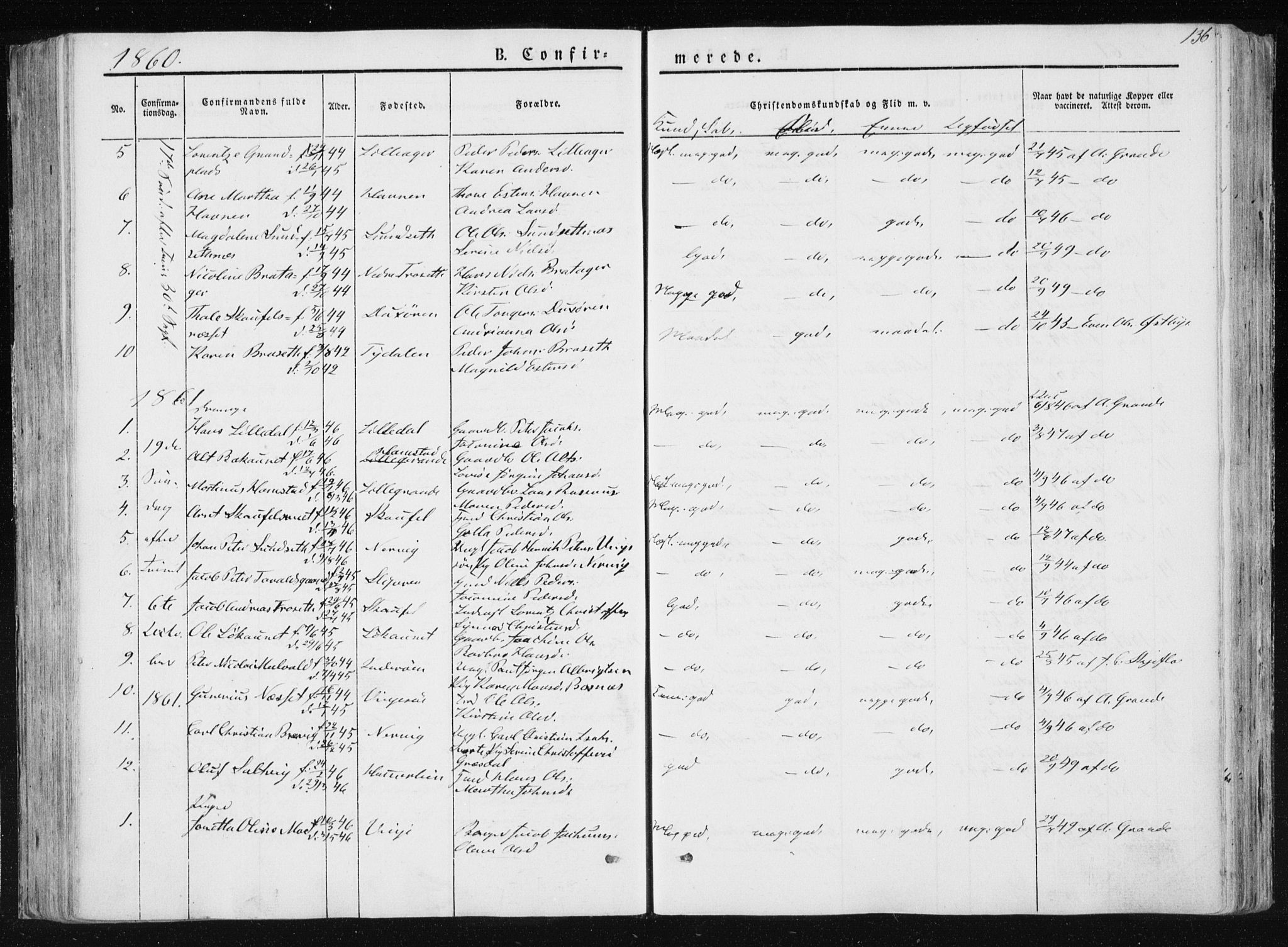 Ministerialprotokoller, klokkerbøker og fødselsregistre - Nord-Trøndelag, SAT/A-1458/733/L0323: Parish register (official) no. 733A02, 1843-1870, p. 136