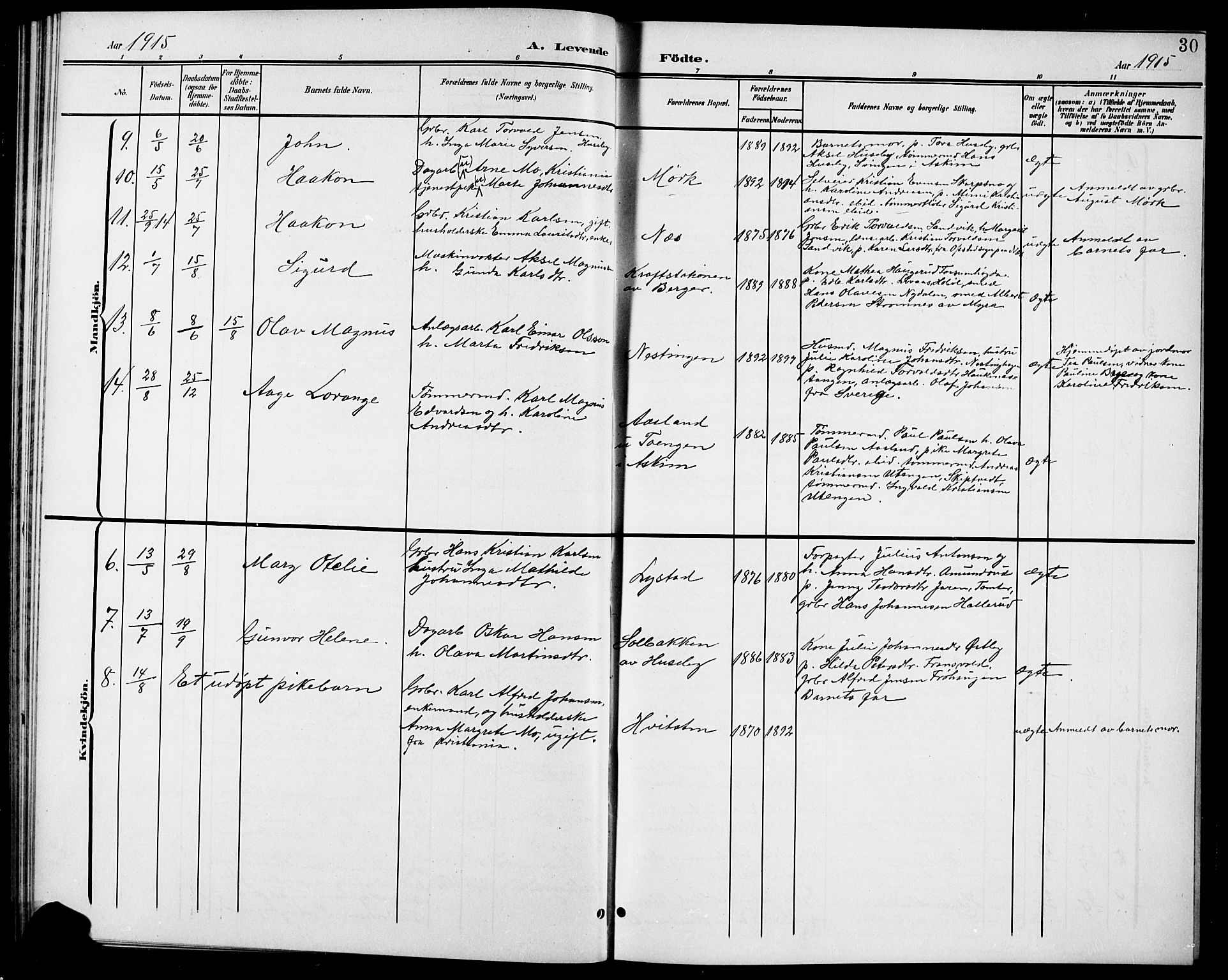 Spydeberg prestekontor Kirkebøker, AV/SAO-A-10924/G/Gb/L0001: Parish register (copy) no. II 1, 1901-1924, p. 30