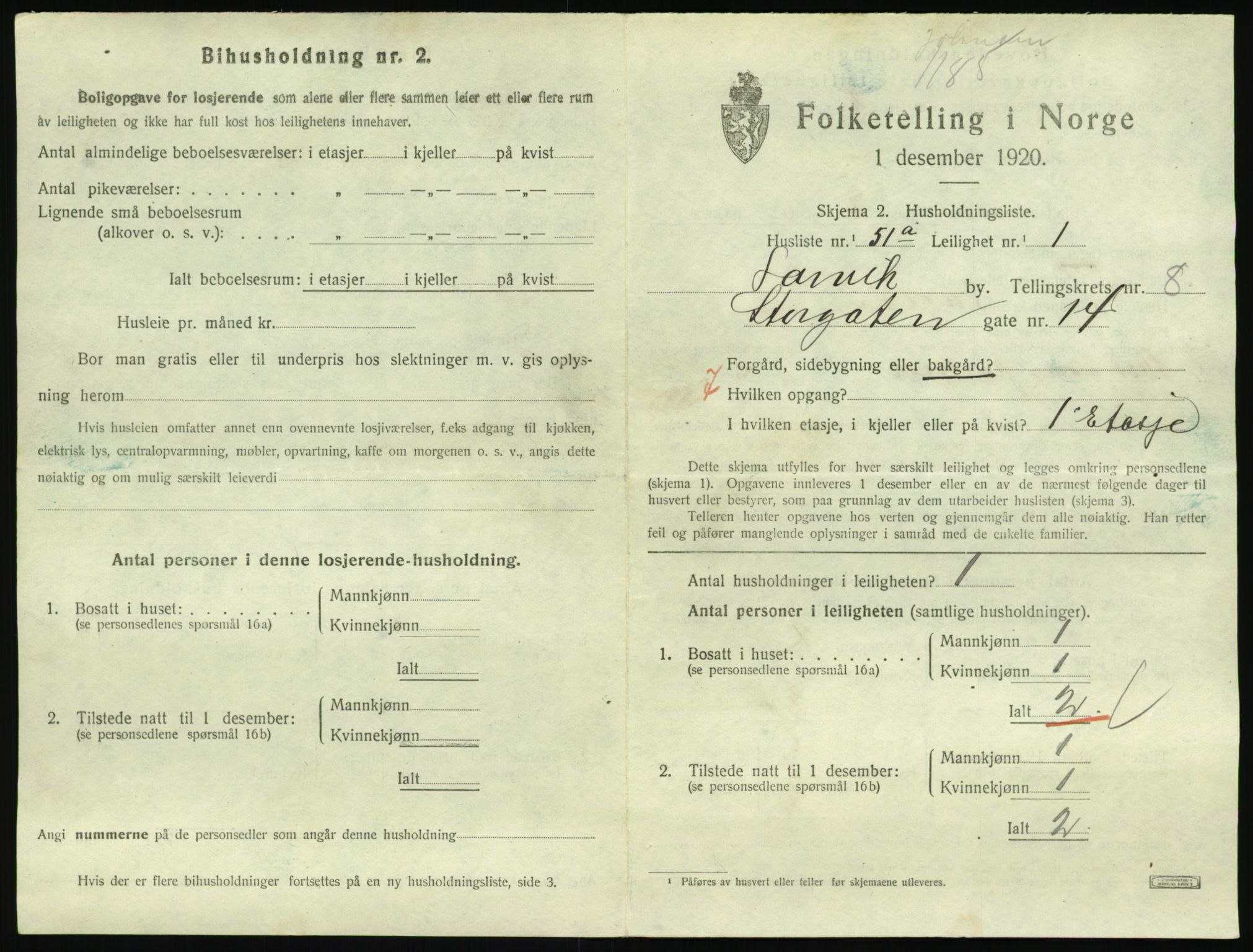 SAKO, 1920 census for Larvik, 1920, p. 6706