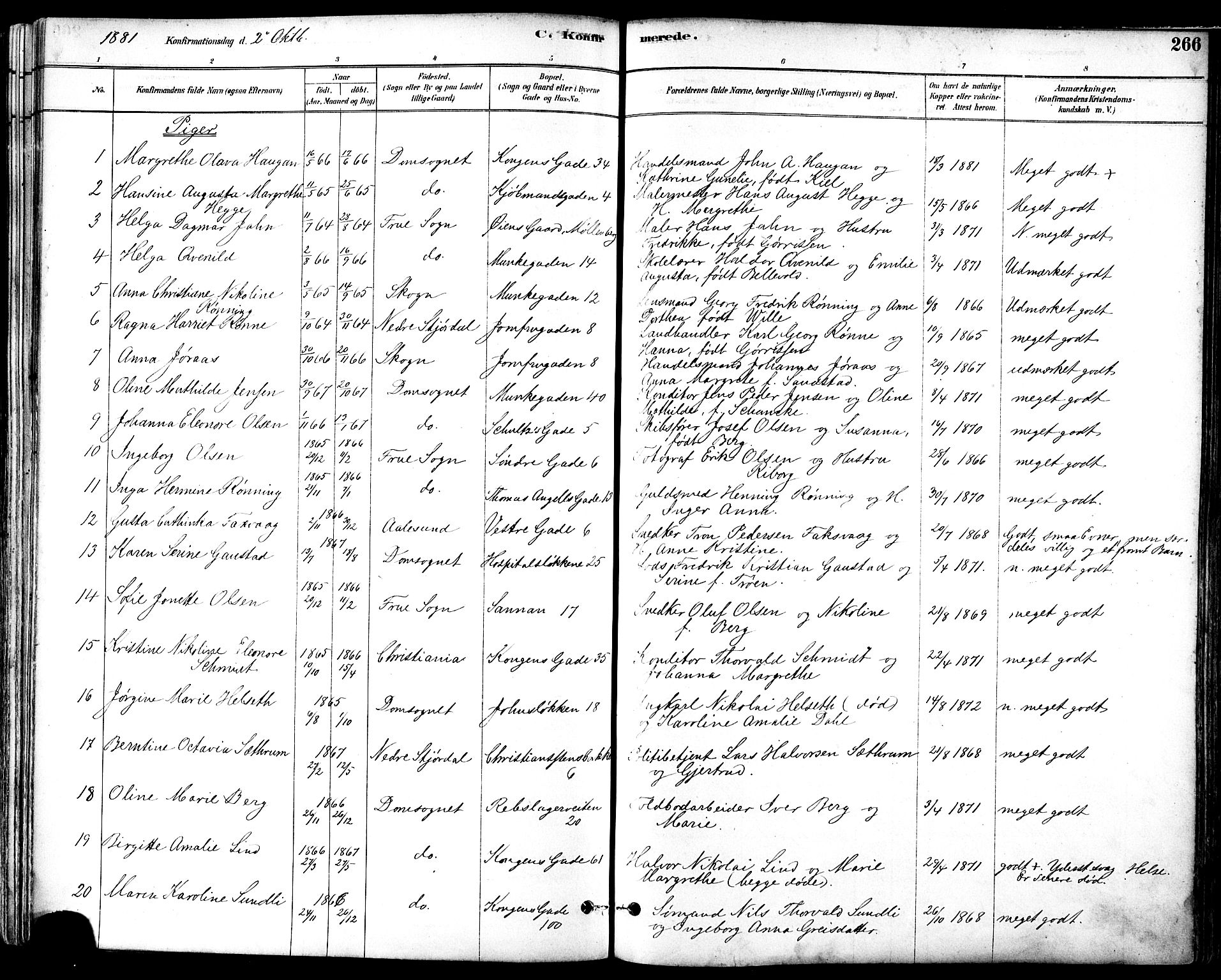 Ministerialprotokoller, klokkerbøker og fødselsregistre - Sør-Trøndelag, AV/SAT-A-1456/601/L0057: Parish register (official) no. 601A25, 1877-1891, p. 266