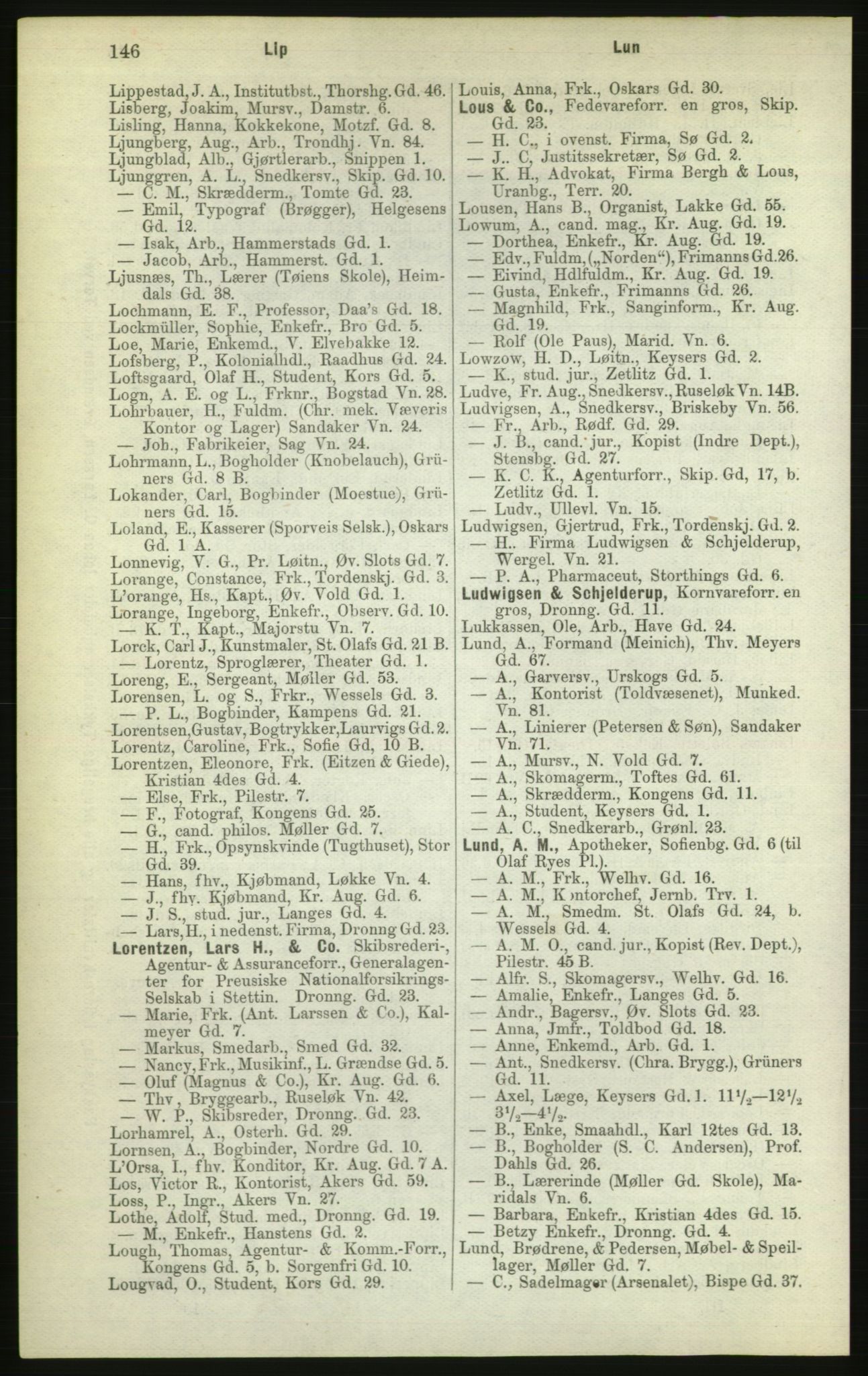 Kristiania/Oslo adressebok, PUBL/-, 1882, p. 146