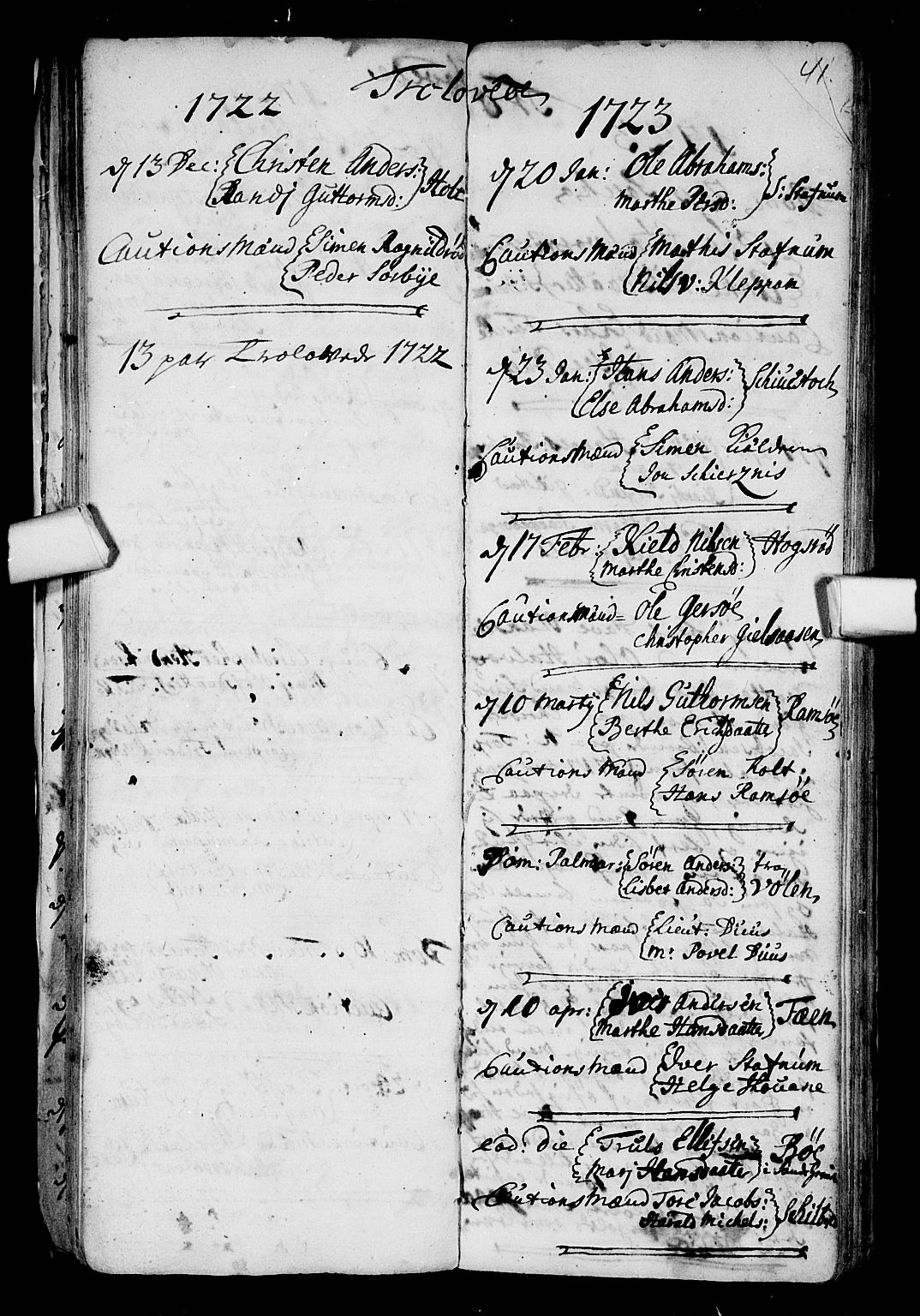 Stokke kirkebøker, AV/SAKO-A-320/F/Fa/L0001: Parish register (official) no. I 1, 1717-1733, p. 41