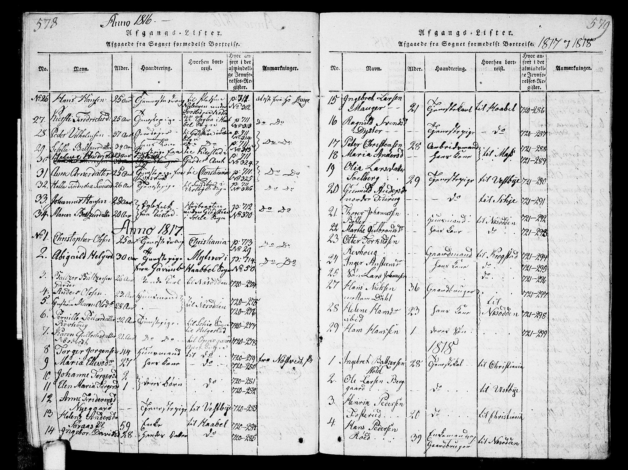 Ås prestekontor Kirkebøker, AV/SAO-A-10894/G/Ga/L0001: Parish register (copy) no. I 1, 1814-1820, p. 578-579