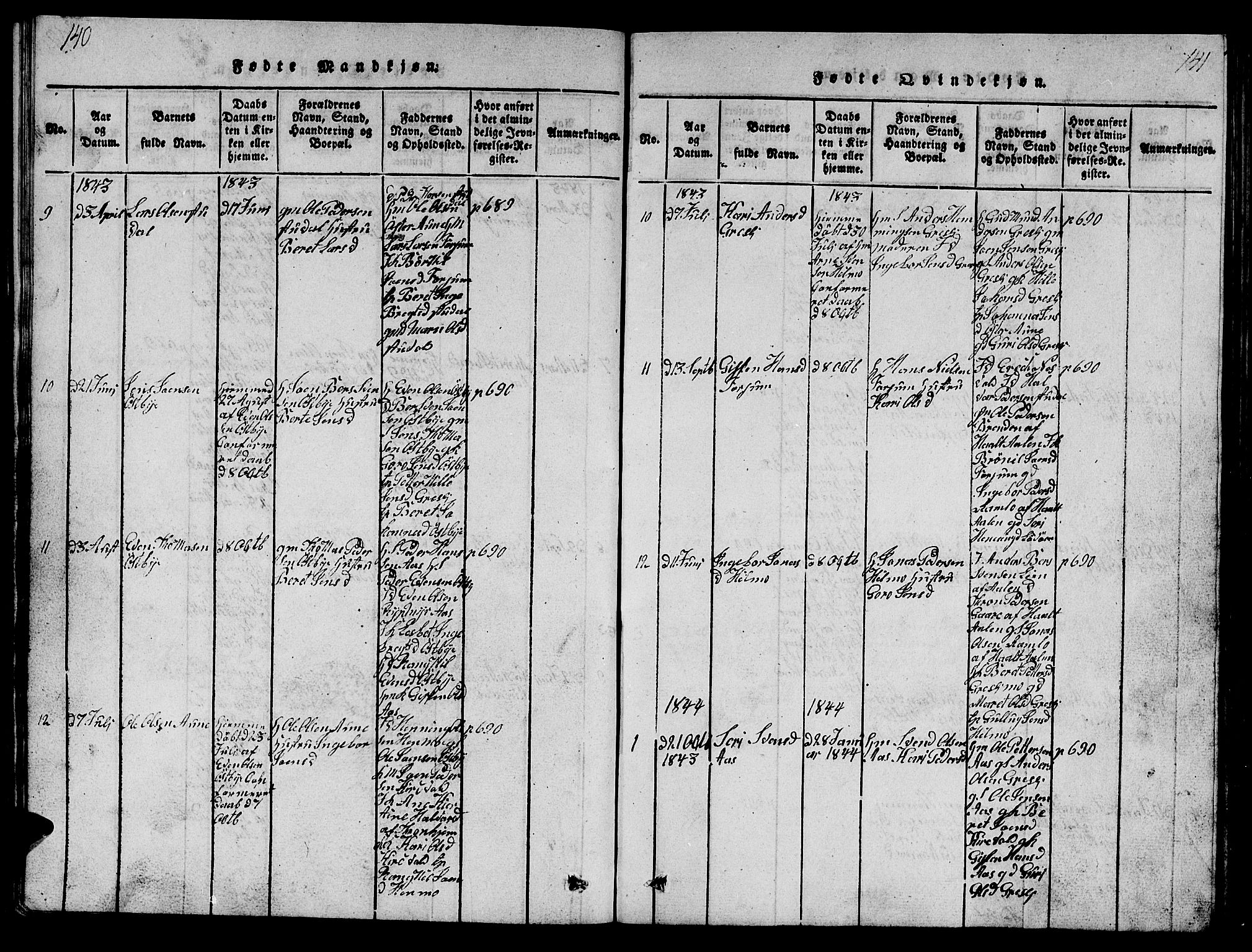 Ministerialprotokoller, klokkerbøker og fødselsregistre - Sør-Trøndelag, SAT/A-1456/698/L1164: Parish register (copy) no. 698C01, 1816-1861, p. 140-141