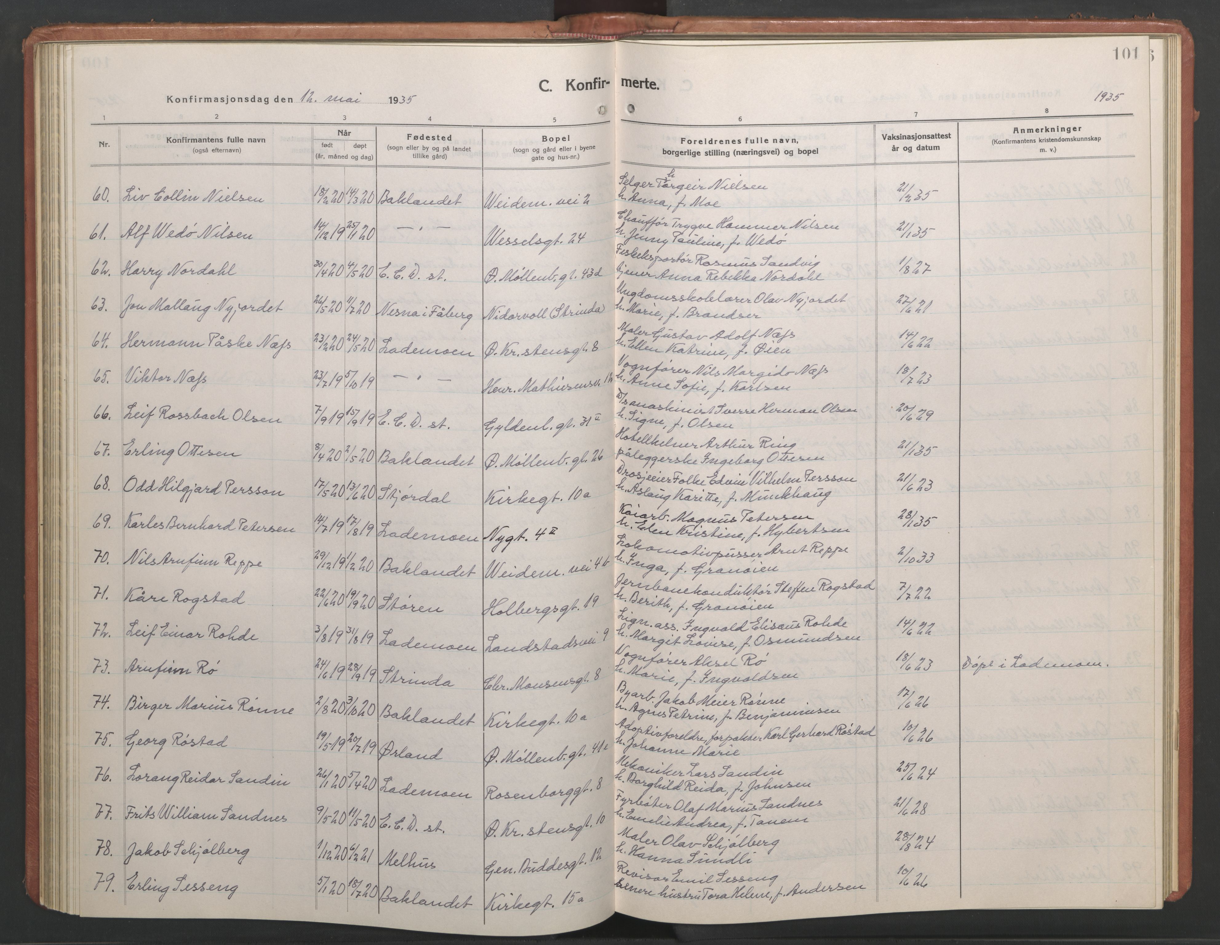 Ministerialprotokoller, klokkerbøker og fødselsregistre - Sør-Trøndelag, AV/SAT-A-1456/604/L0228: Parish register (copy) no. 604C11, 1928-1950, p. 101