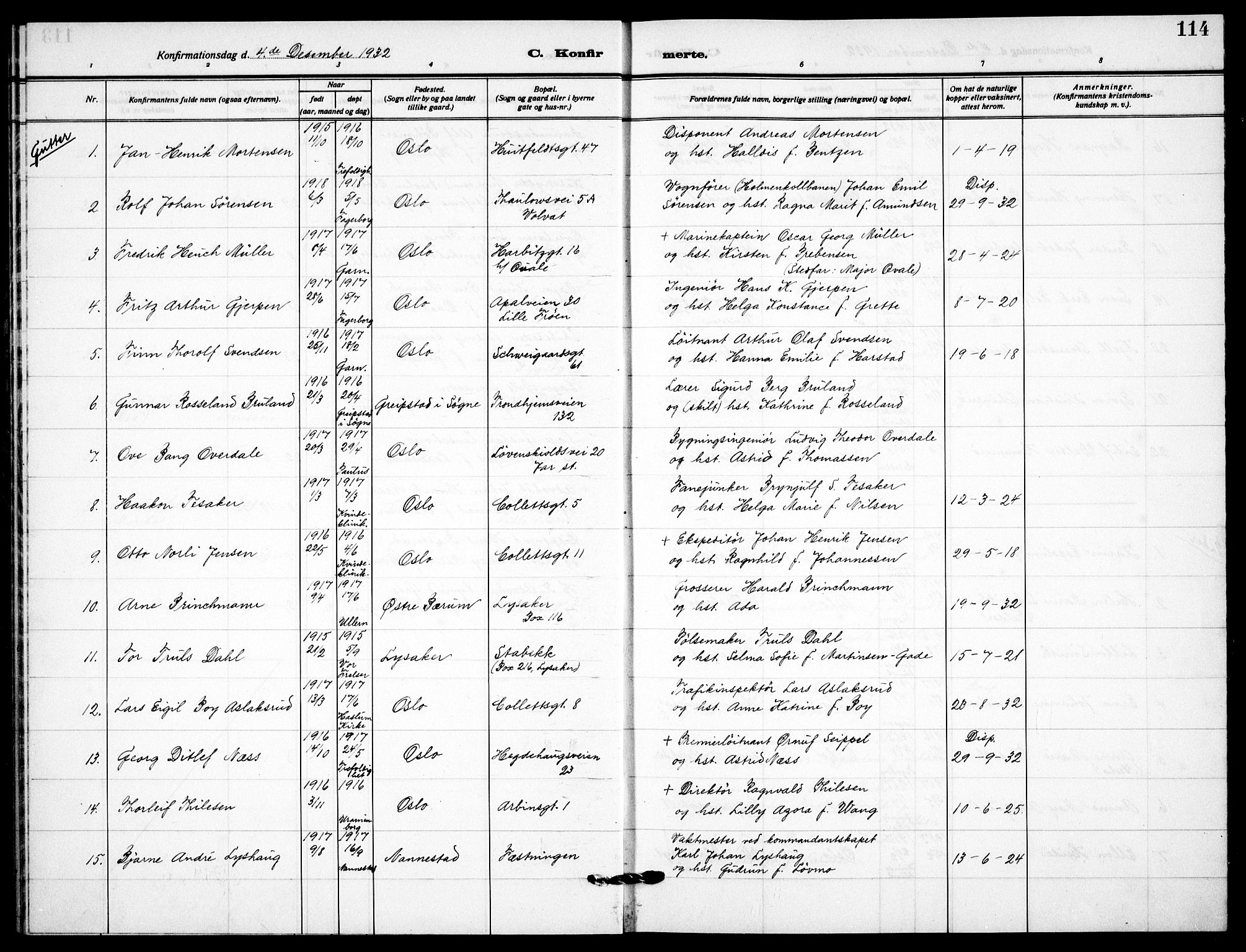 Garnisonsmenigheten Kirkebøker, AV/SAO-A-10846/F/Fa/L0017: Parish register (official) no. 17, 1926-1937, p. 114