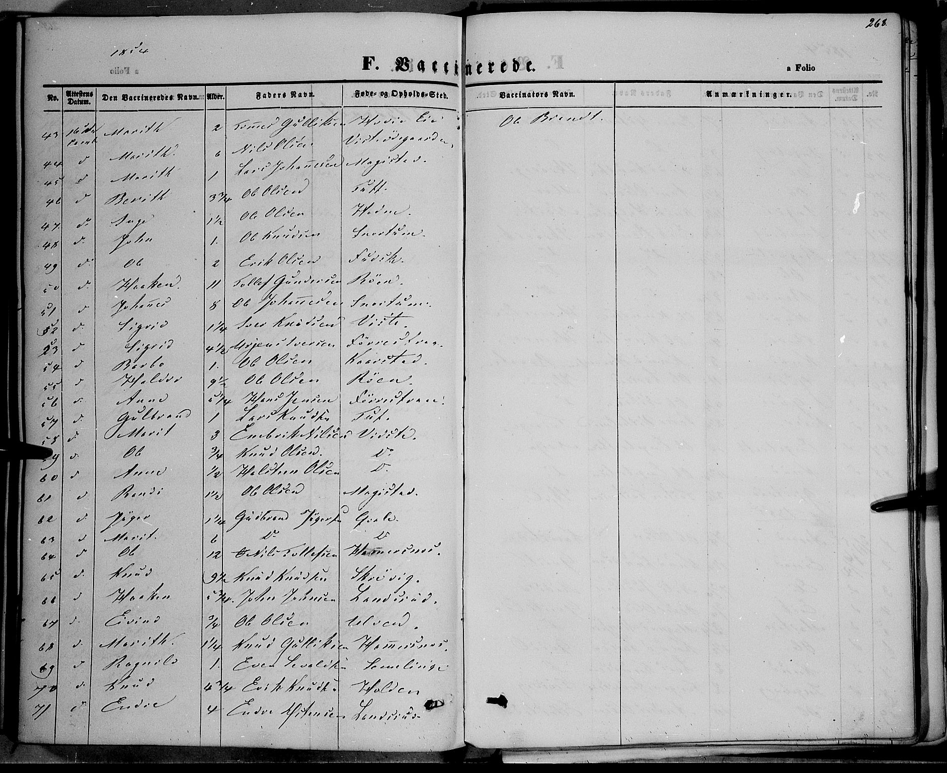 Vestre Slidre prestekontor, SAH/PREST-136/H/Ha/Haa/L0001: Parish register (official) no. 1, 1844-1855, p. 268